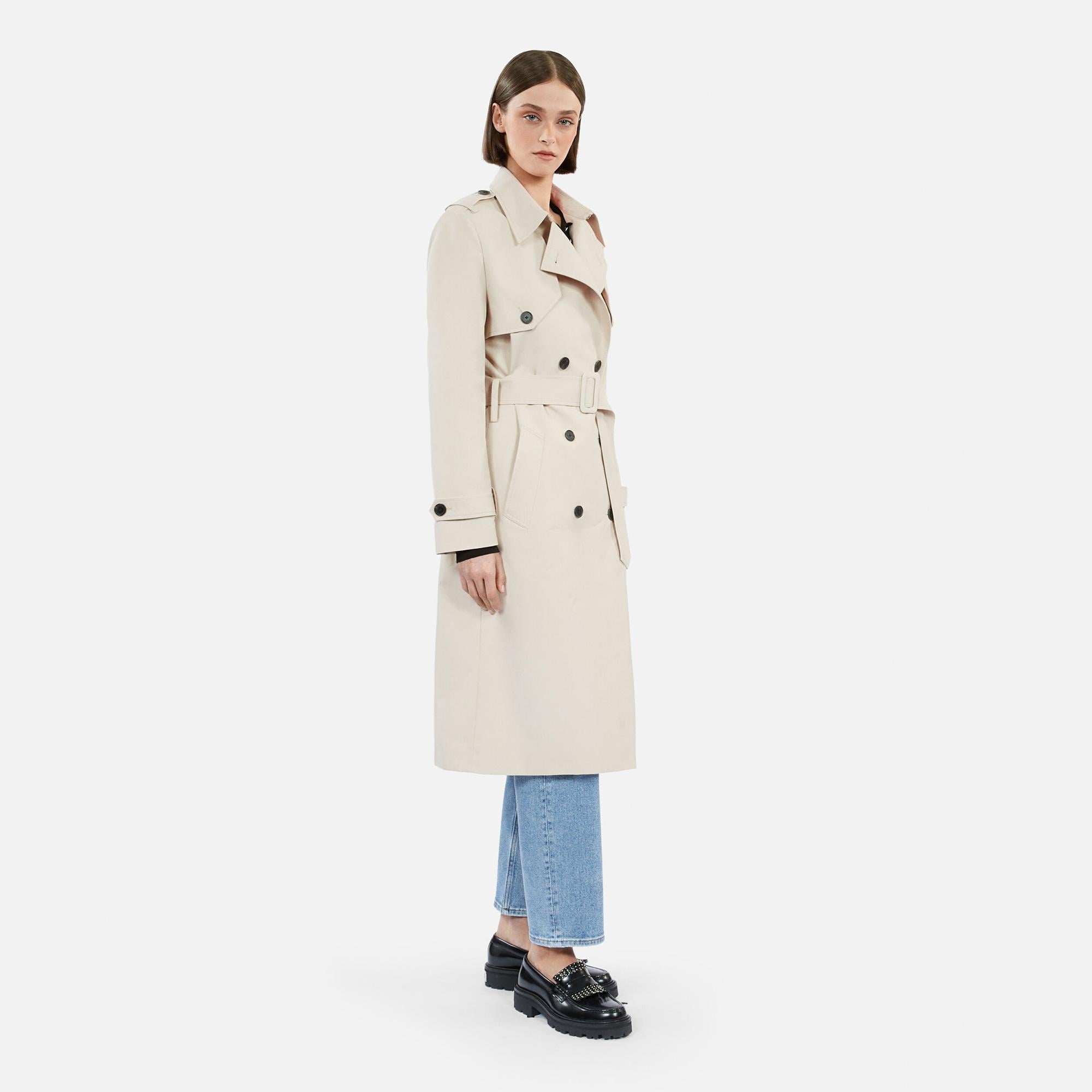 KADIN STRAIGHT FIT KREM TRENÇKOT