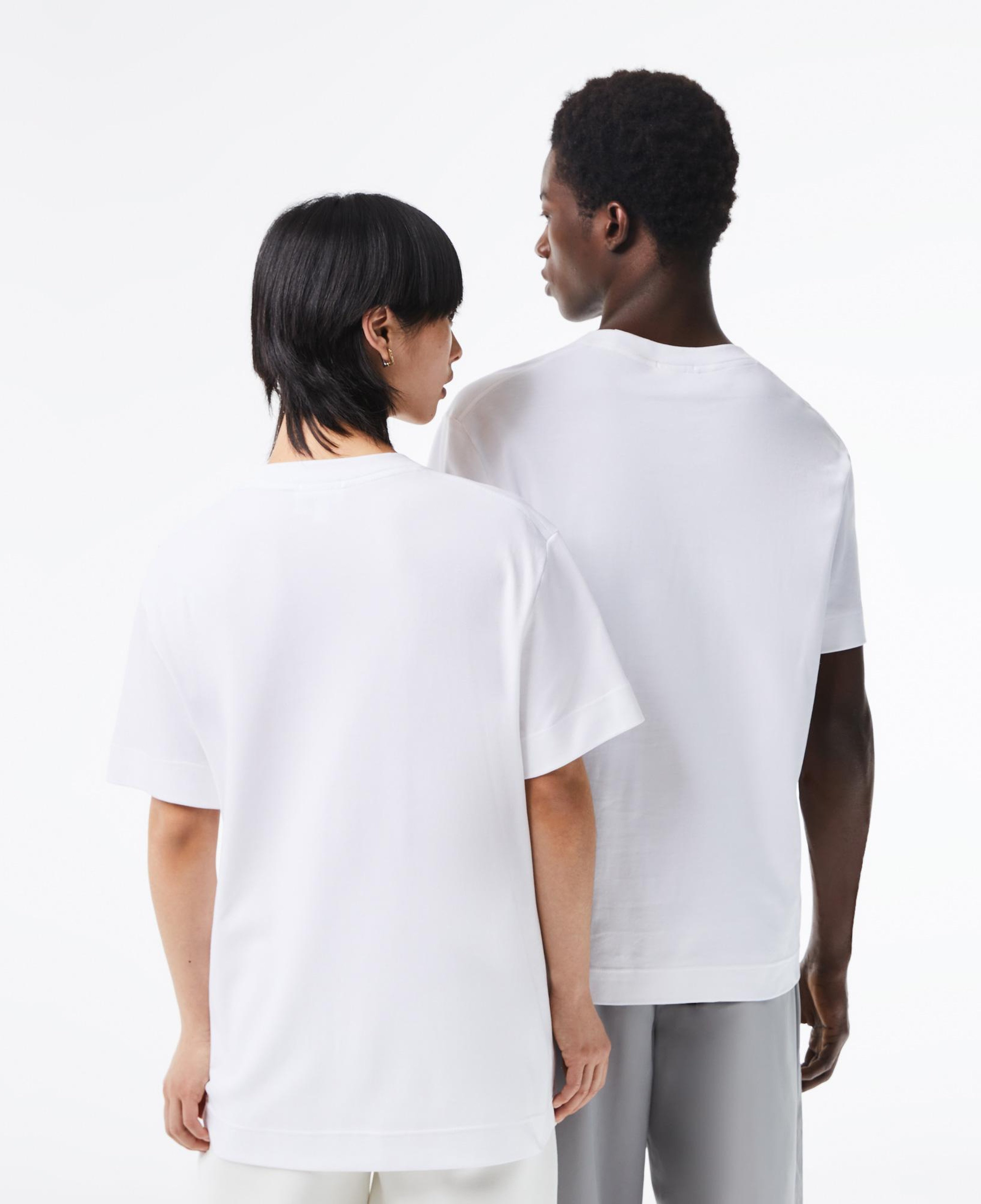 Unisex Relaxed Fit Bisiklet Yaka Organik Pamuk Beyaz T-Shirt