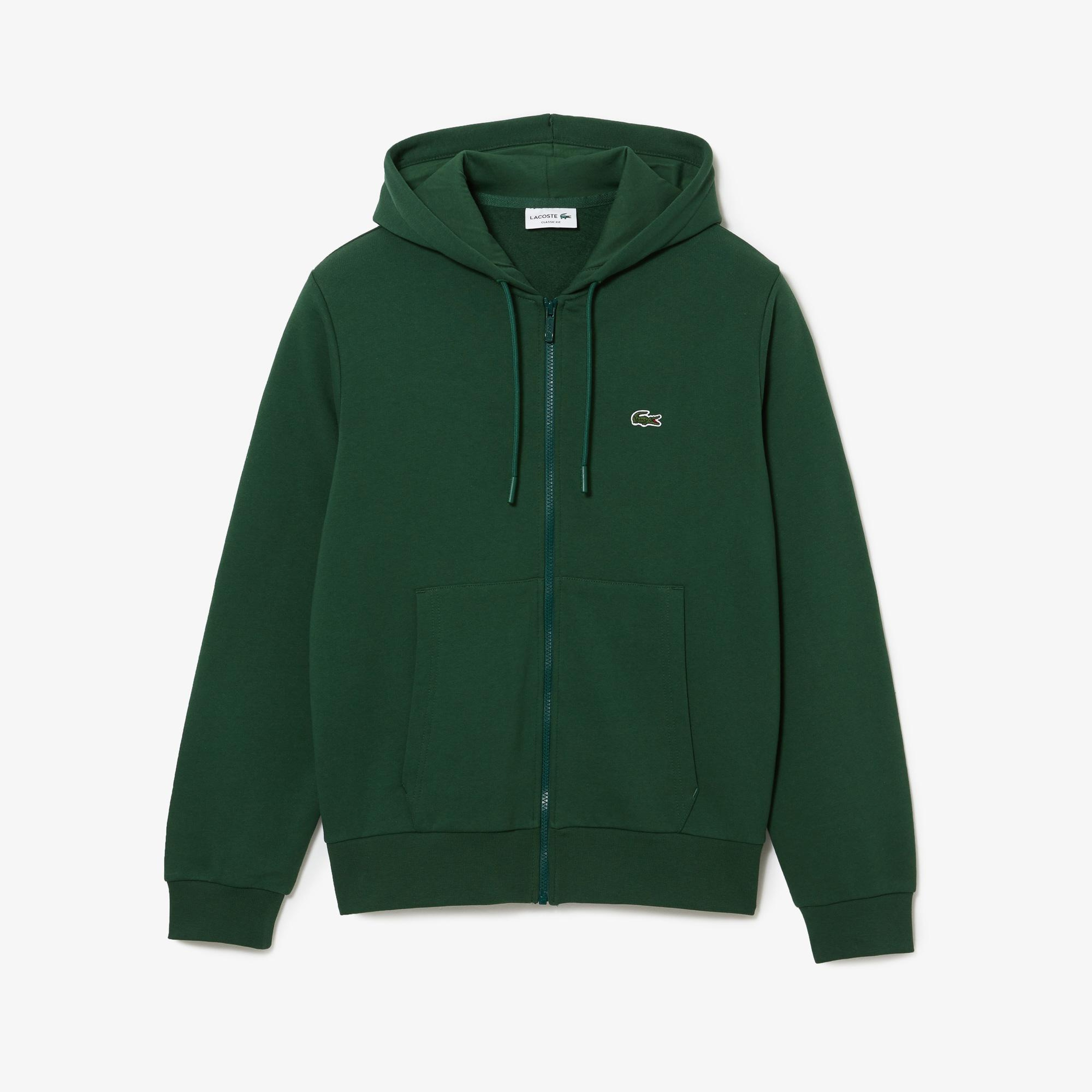 Erkek Classic Fit Fermuarlı Yeşil Sweatshirt