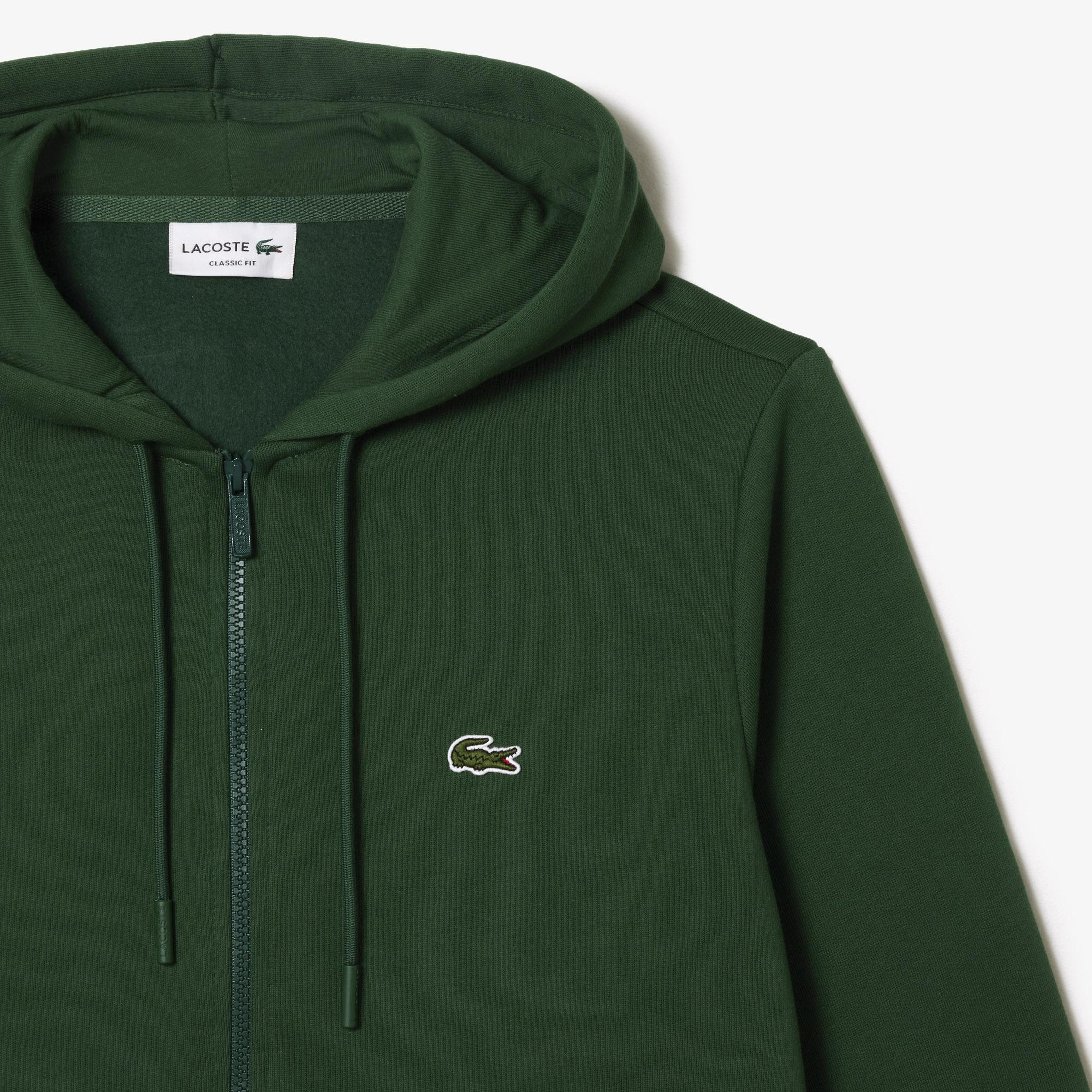 Erkek Classic Fit Fermuarlı Yeşil Sweatshirt
