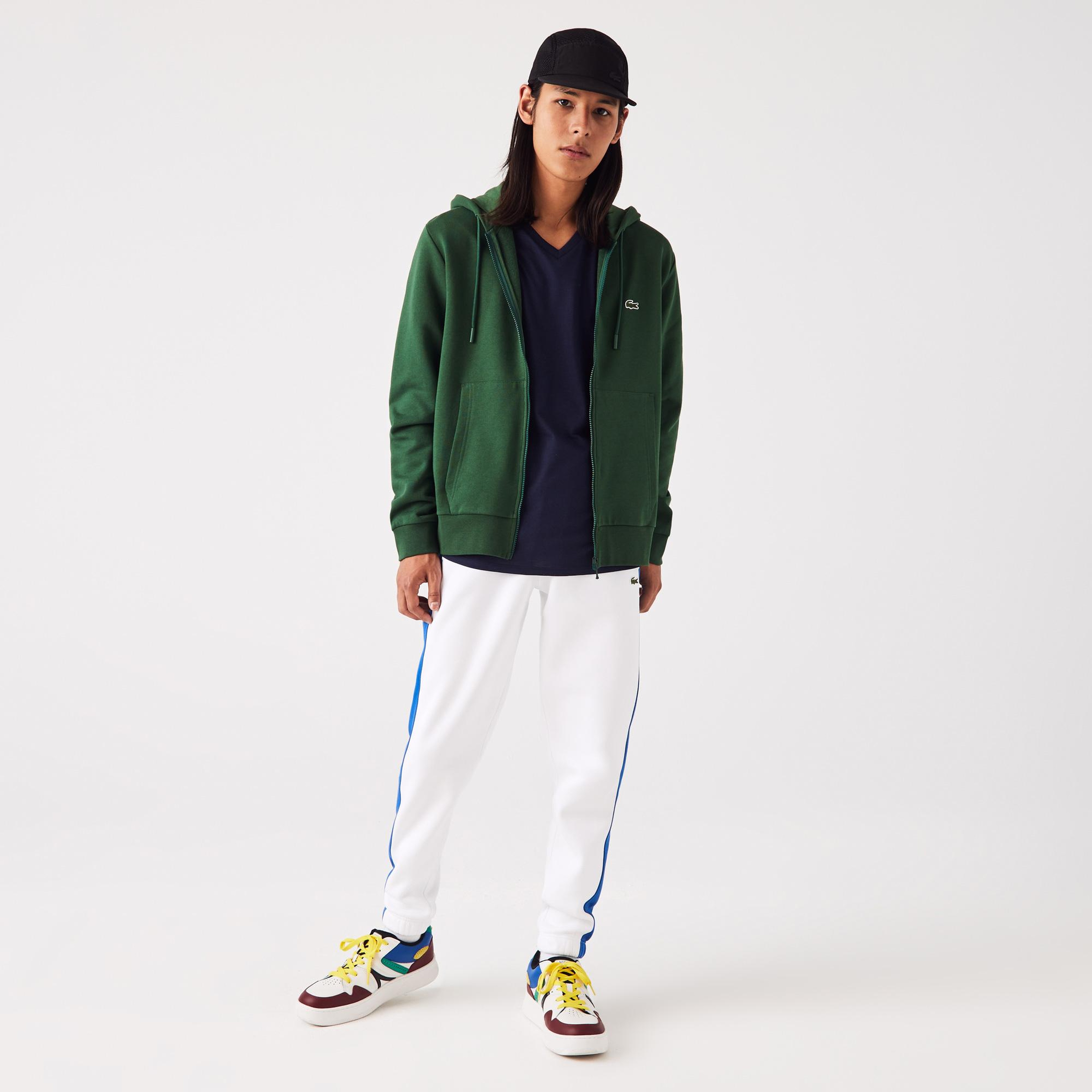 Erkek Classic Fit Fermuarlı Yeşil Sweatshirt