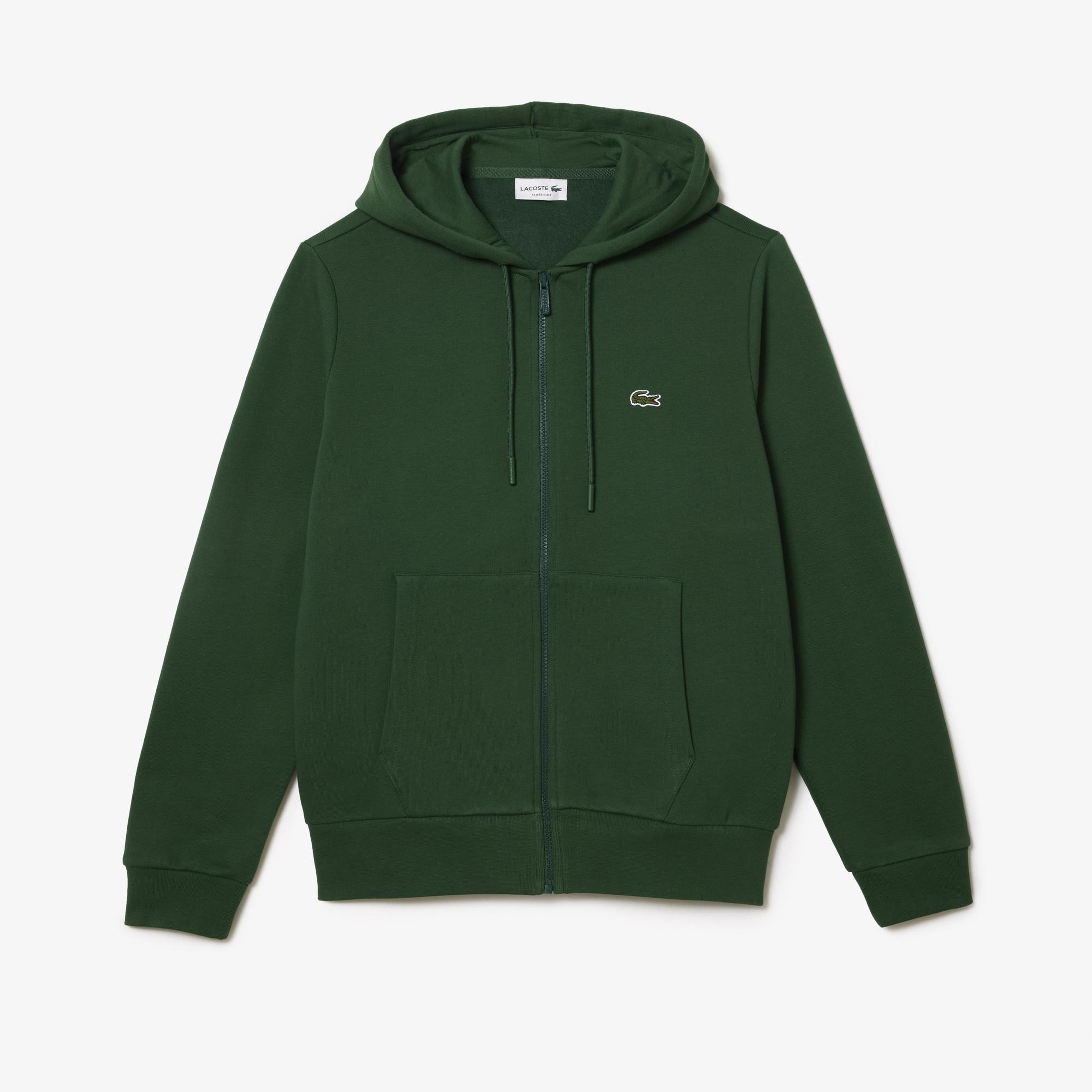 Erkek Classic Fit Fermuarlı Yeşil Sweatshirt