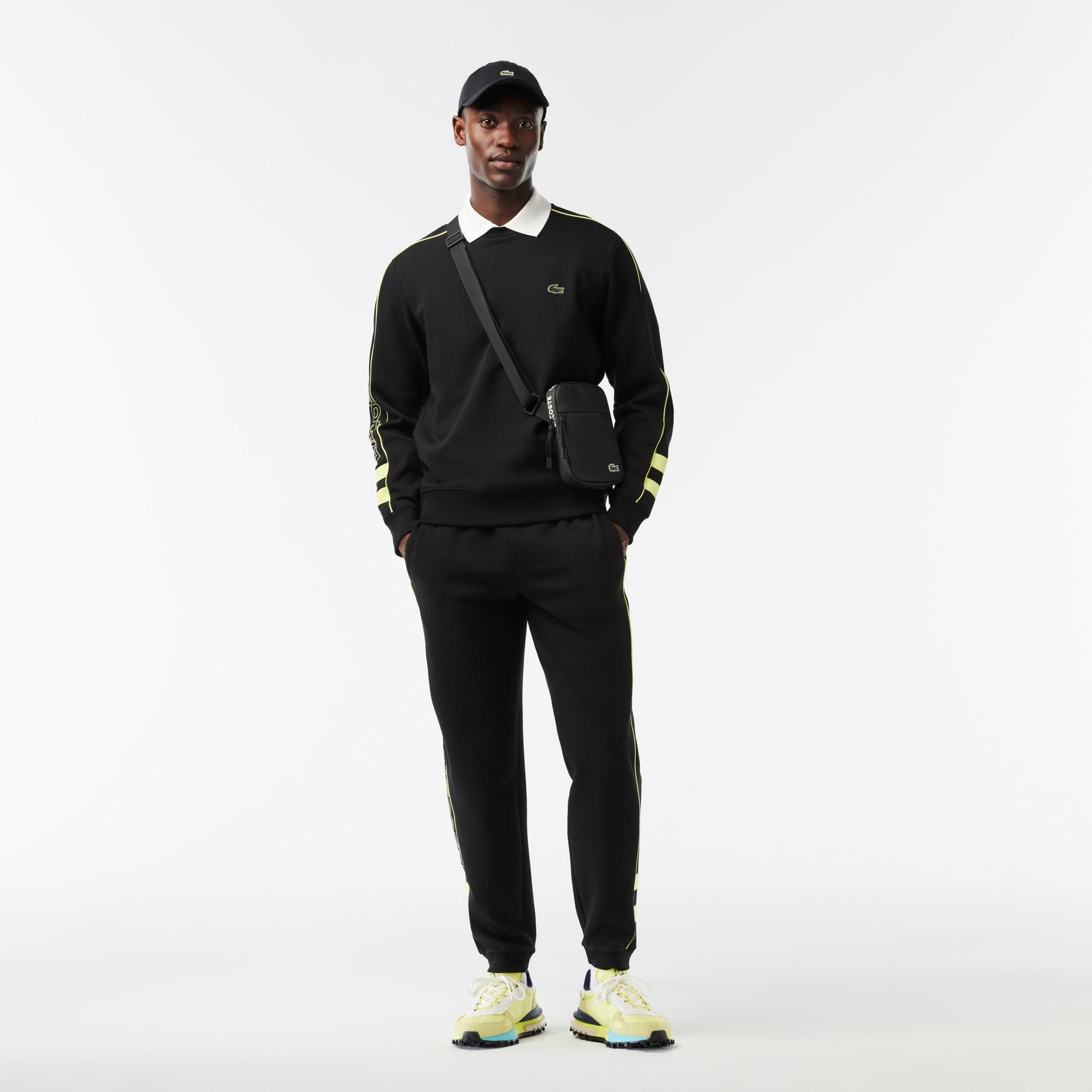 Erkek Classic Fit Bisiklet Yaka Baskılı Siyah Sweatshirt
