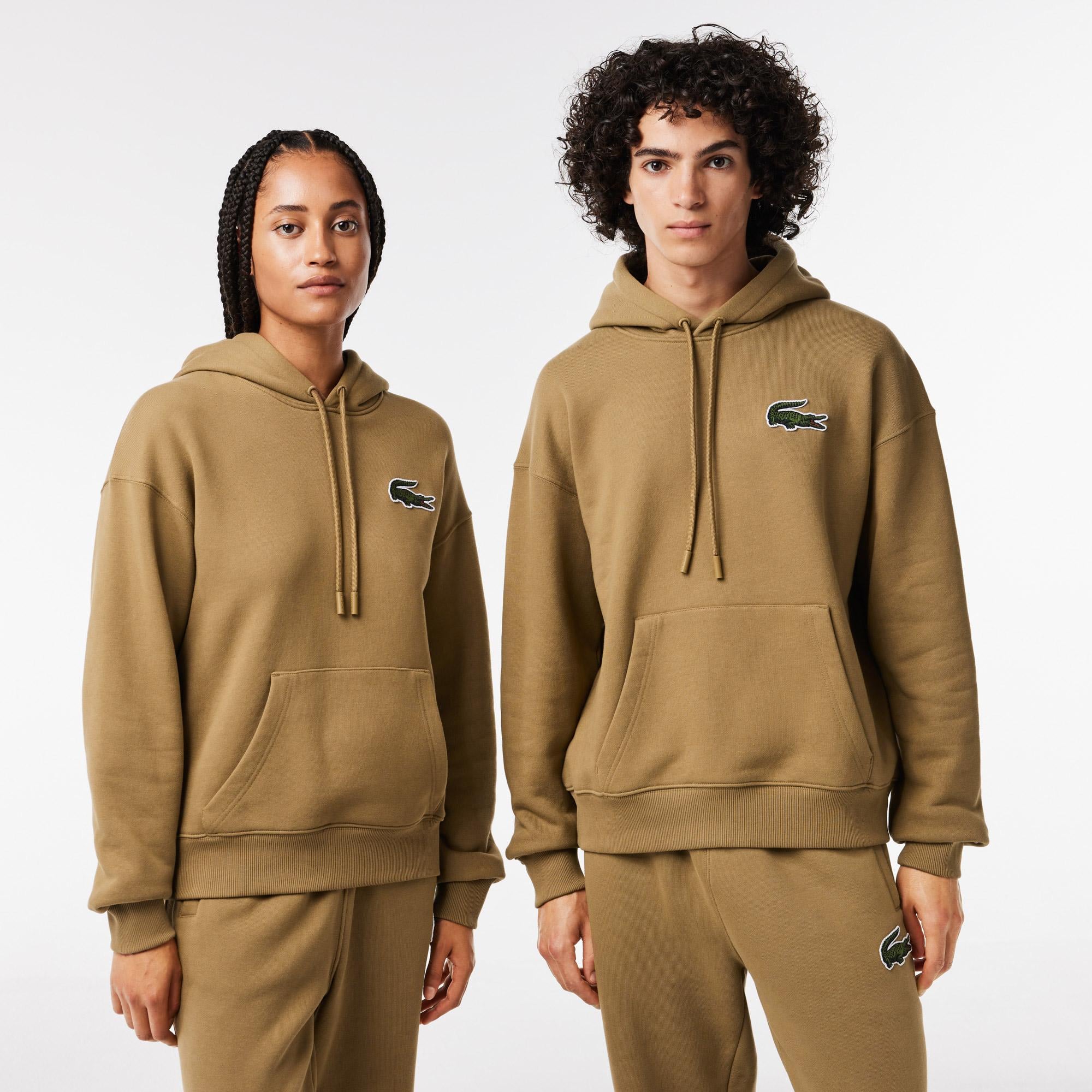 Unisex Loose Fit Kapüşonlu Kahverengi Sweatshirt