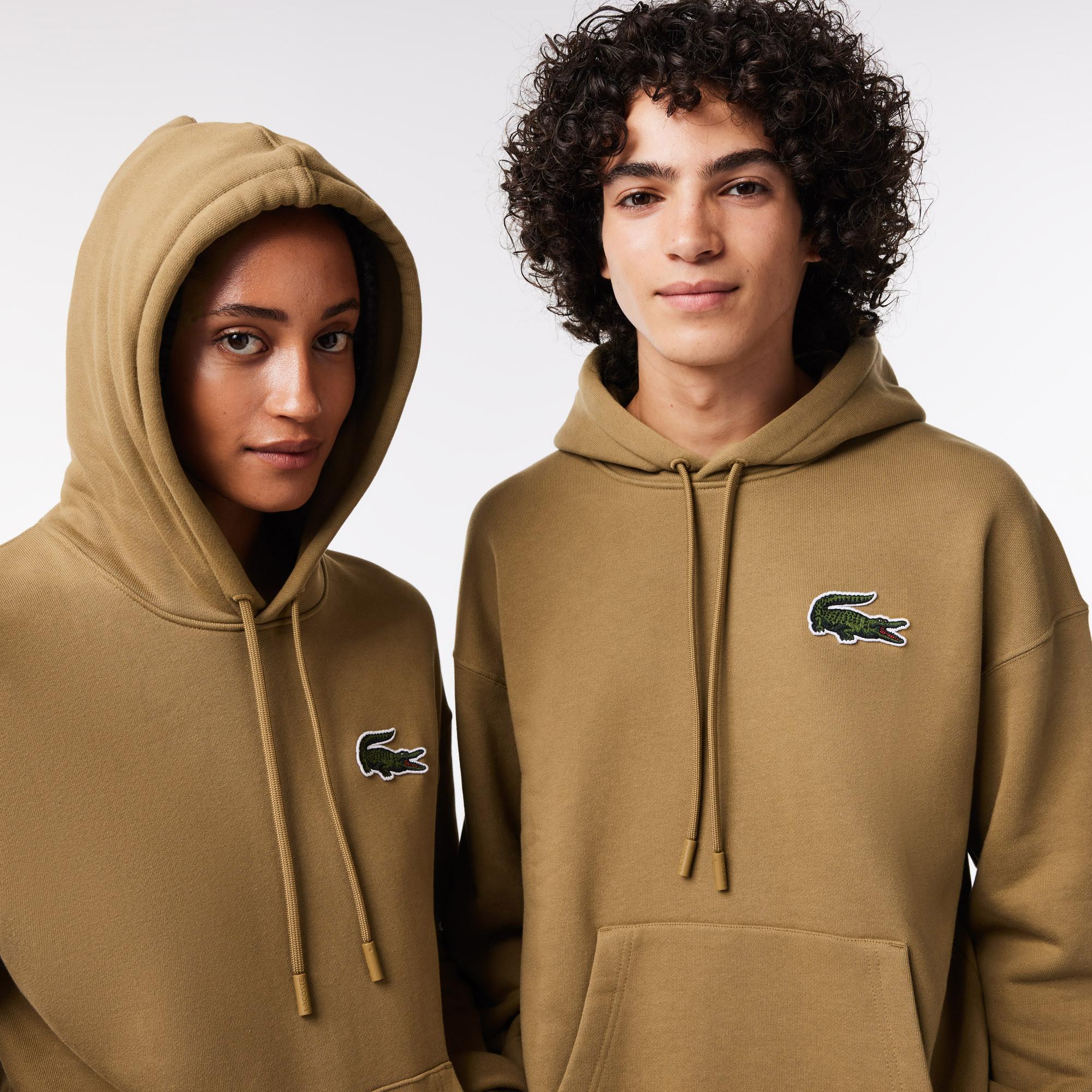 Unisex Loose Fit Kapüşonlu Kahverengi Sweatshirt