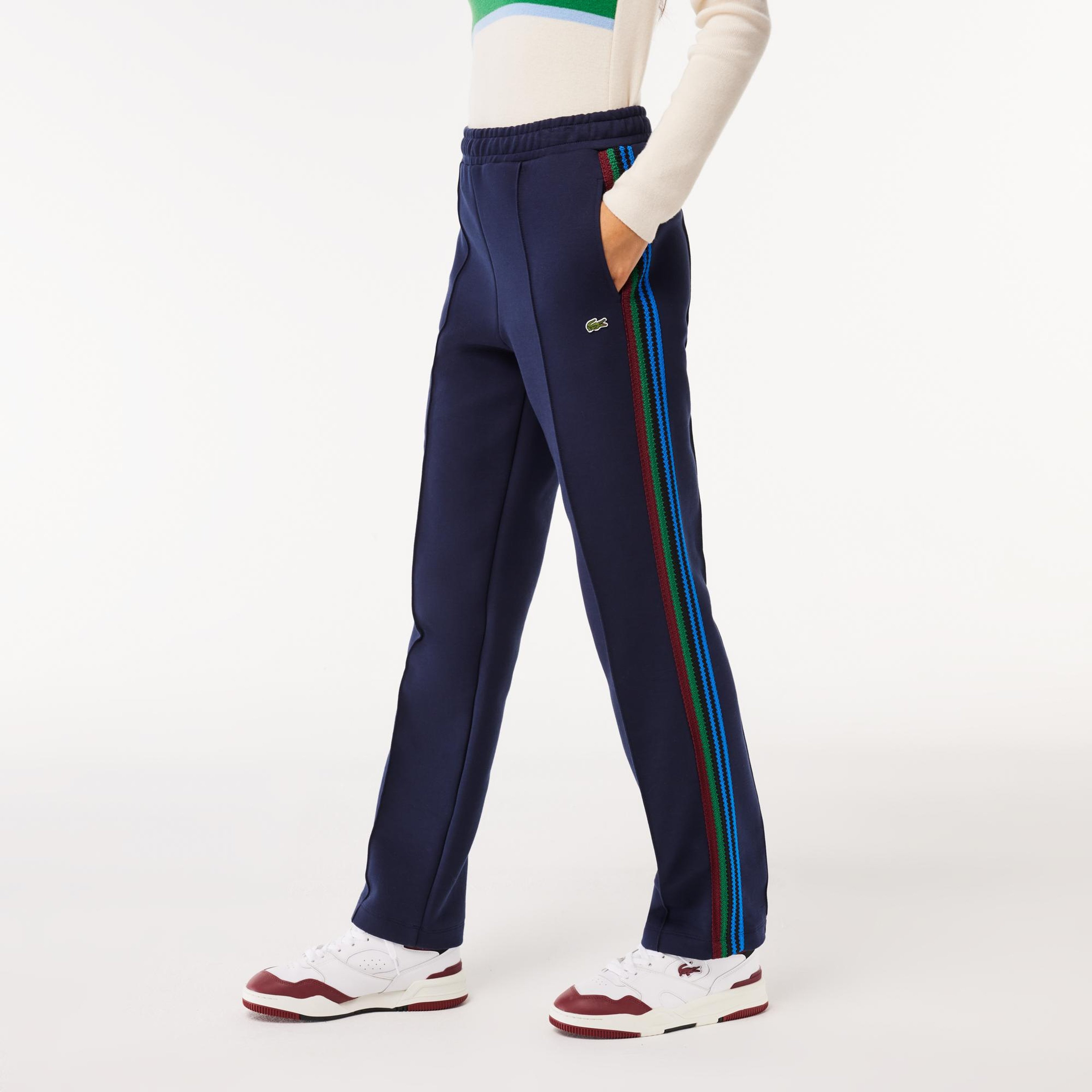Kadın Straight Fit Çizgili Lacivert Eşofman Altı