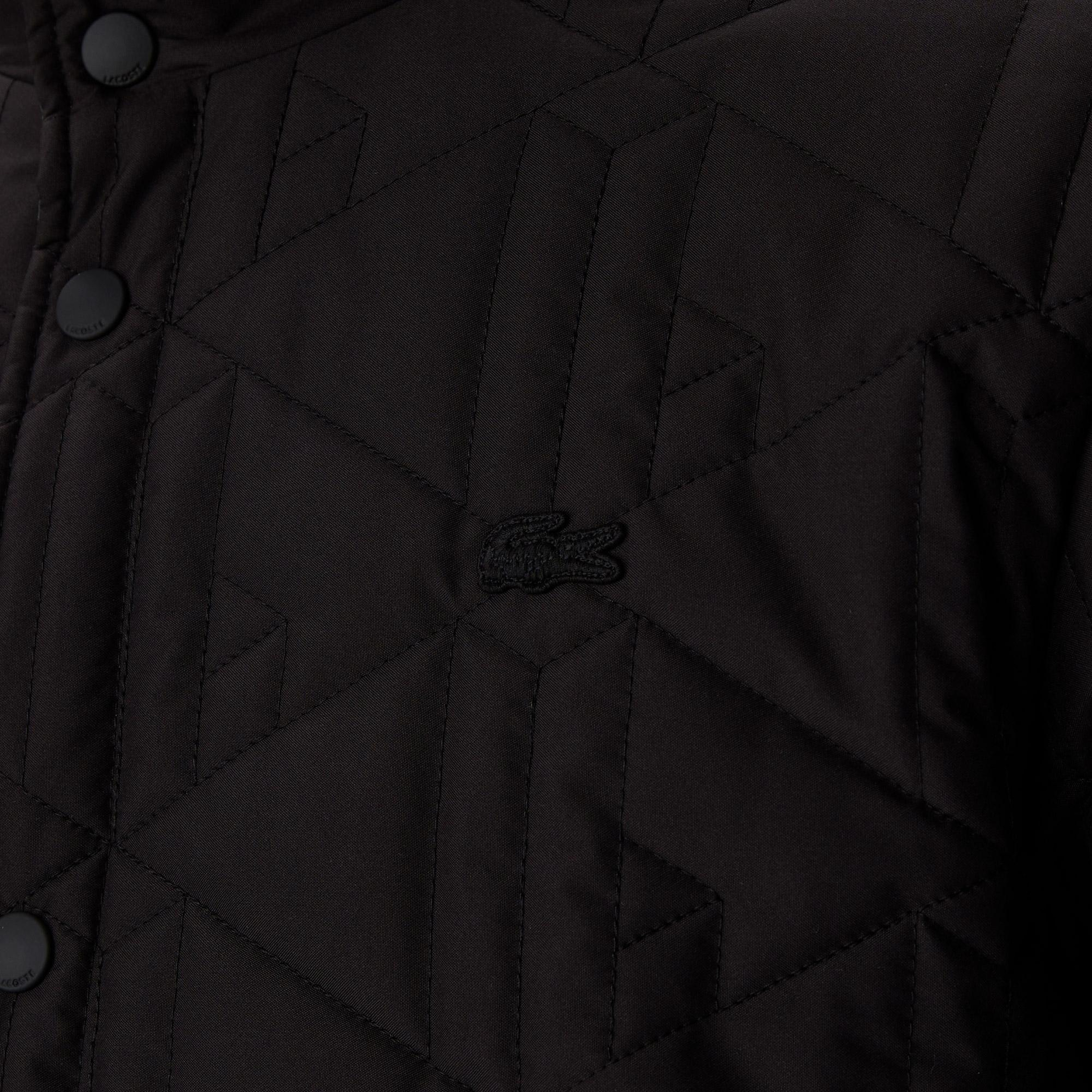 Erkek Kapüşonlu Monogram Siyah Mont