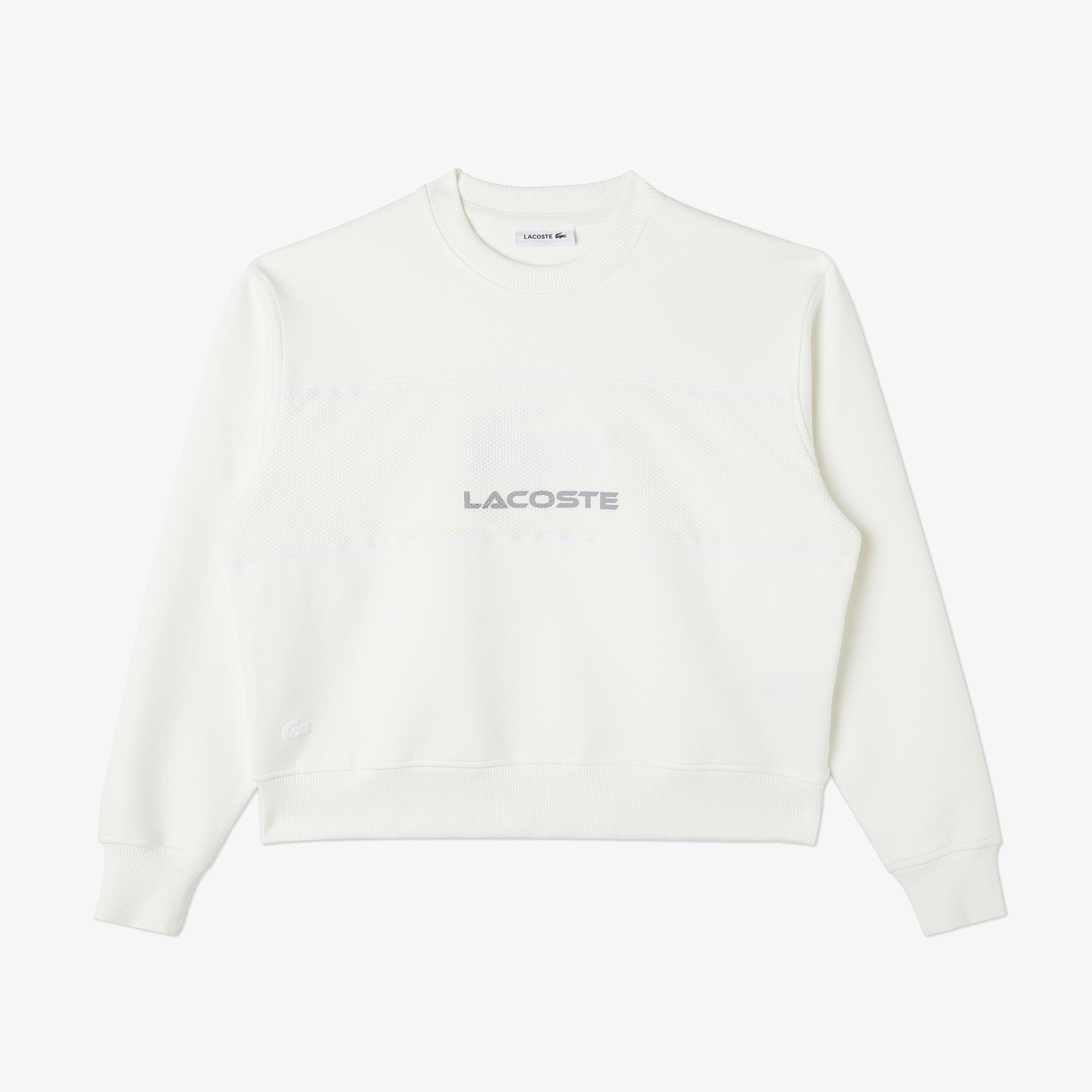 Kadın Relaxed Fit Bisiklet Yaka Baskılı Beyaz Sweatshirt