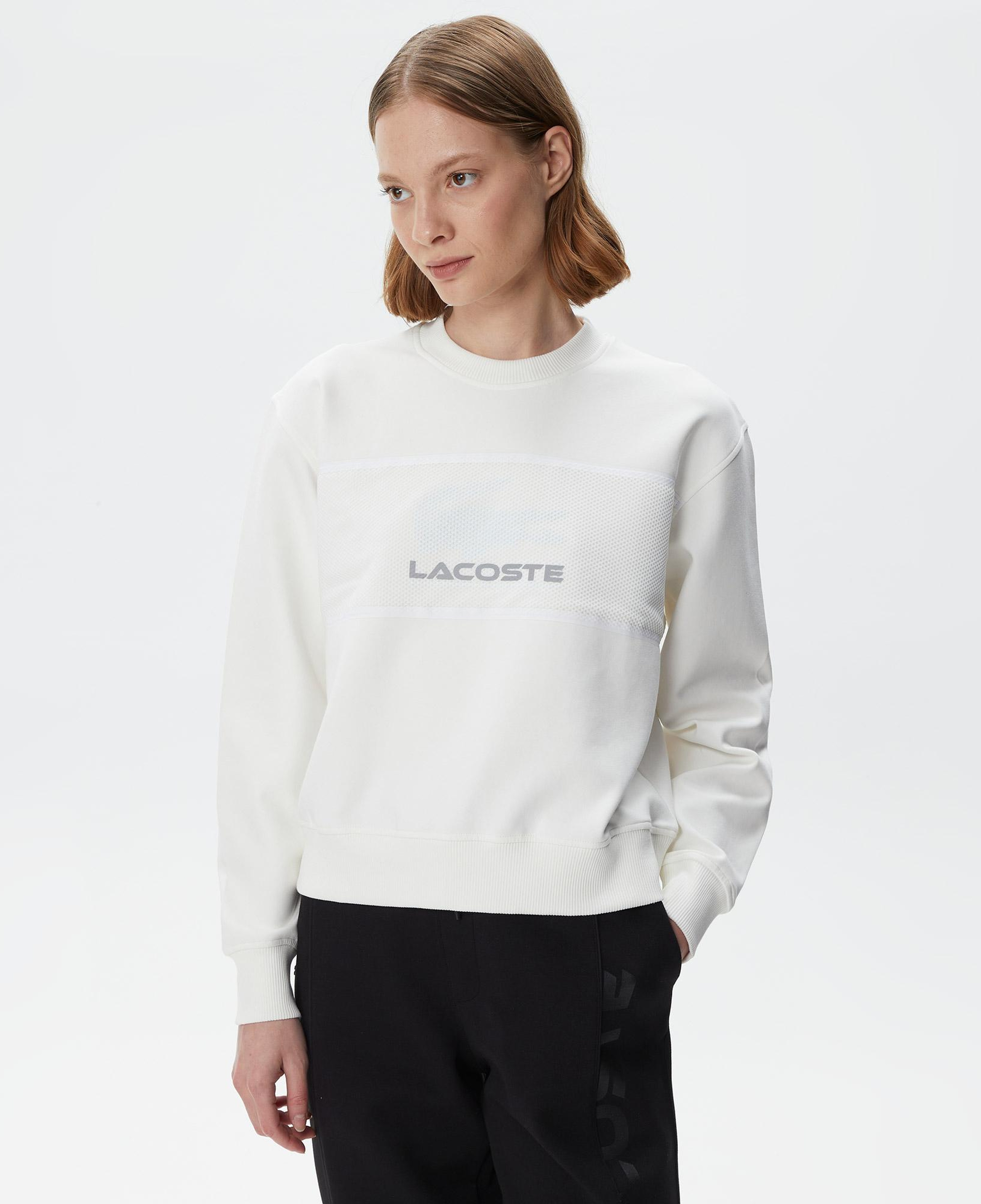 Kadın Relaxed Fit Bisiklet Yaka Baskılı Beyaz Sweatshirt