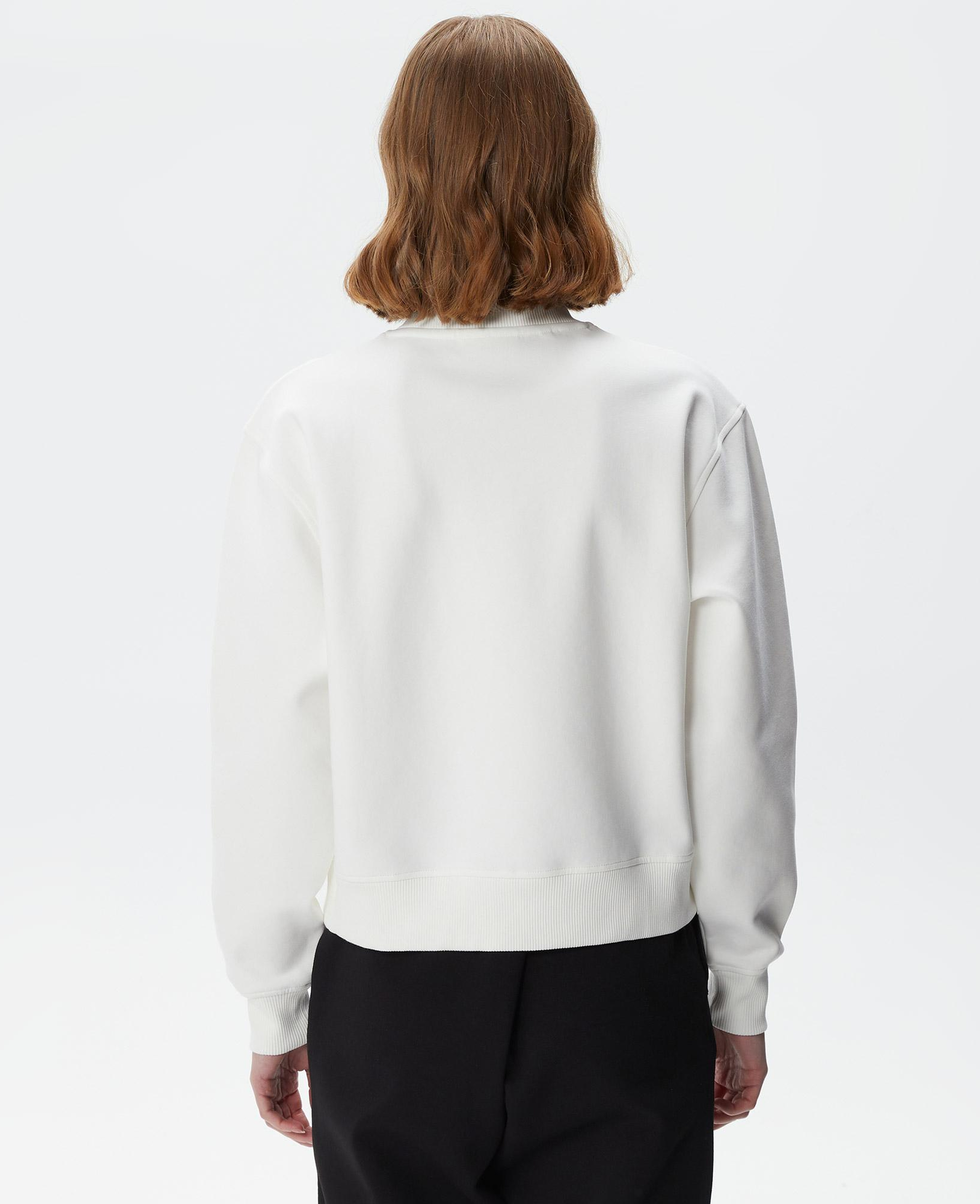 Kadın Relaxed Fit Bisiklet Yaka Baskılı Beyaz Sweatshirt