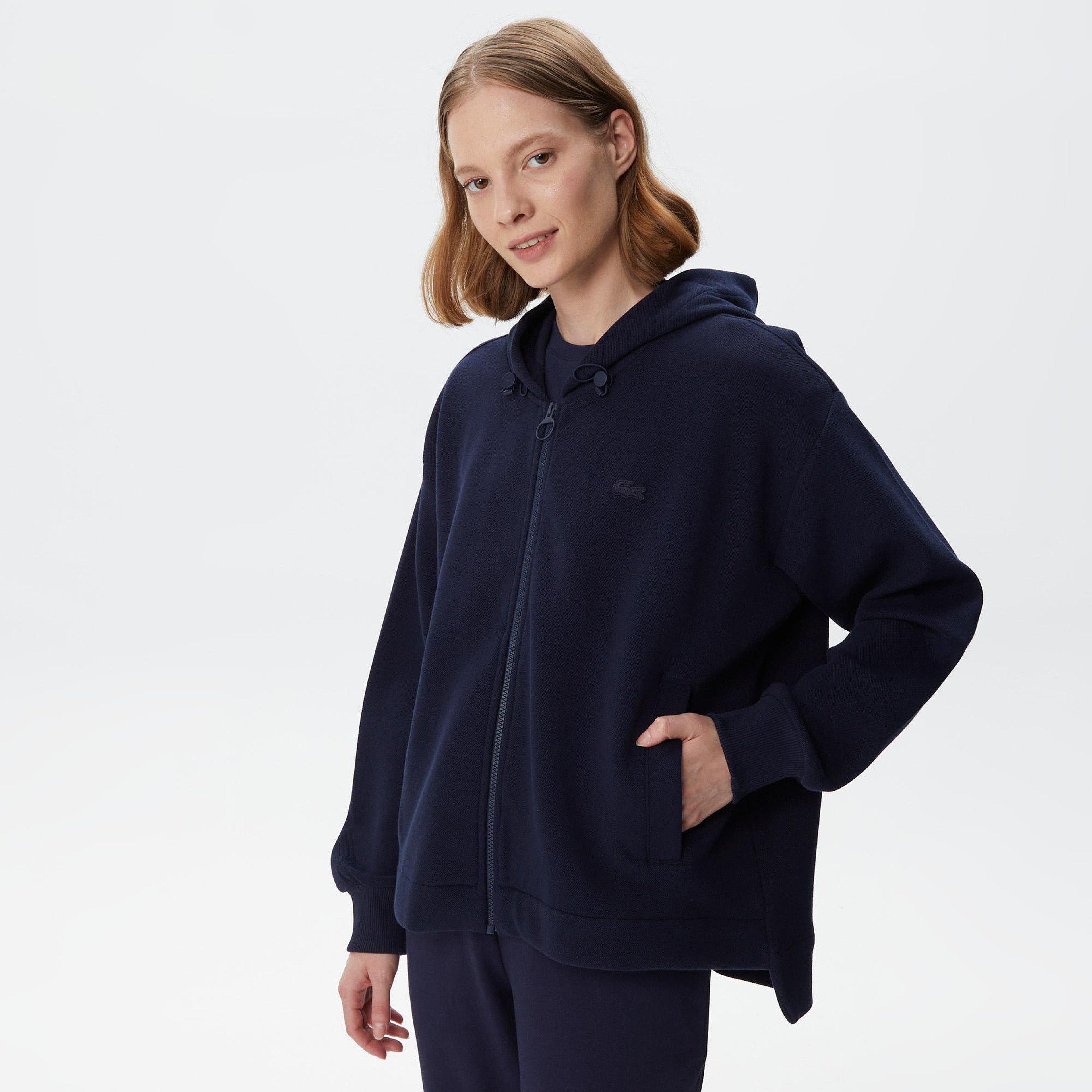 Kadın Relaxed Fit Kapüşonlu Lacivert Sweatshirt