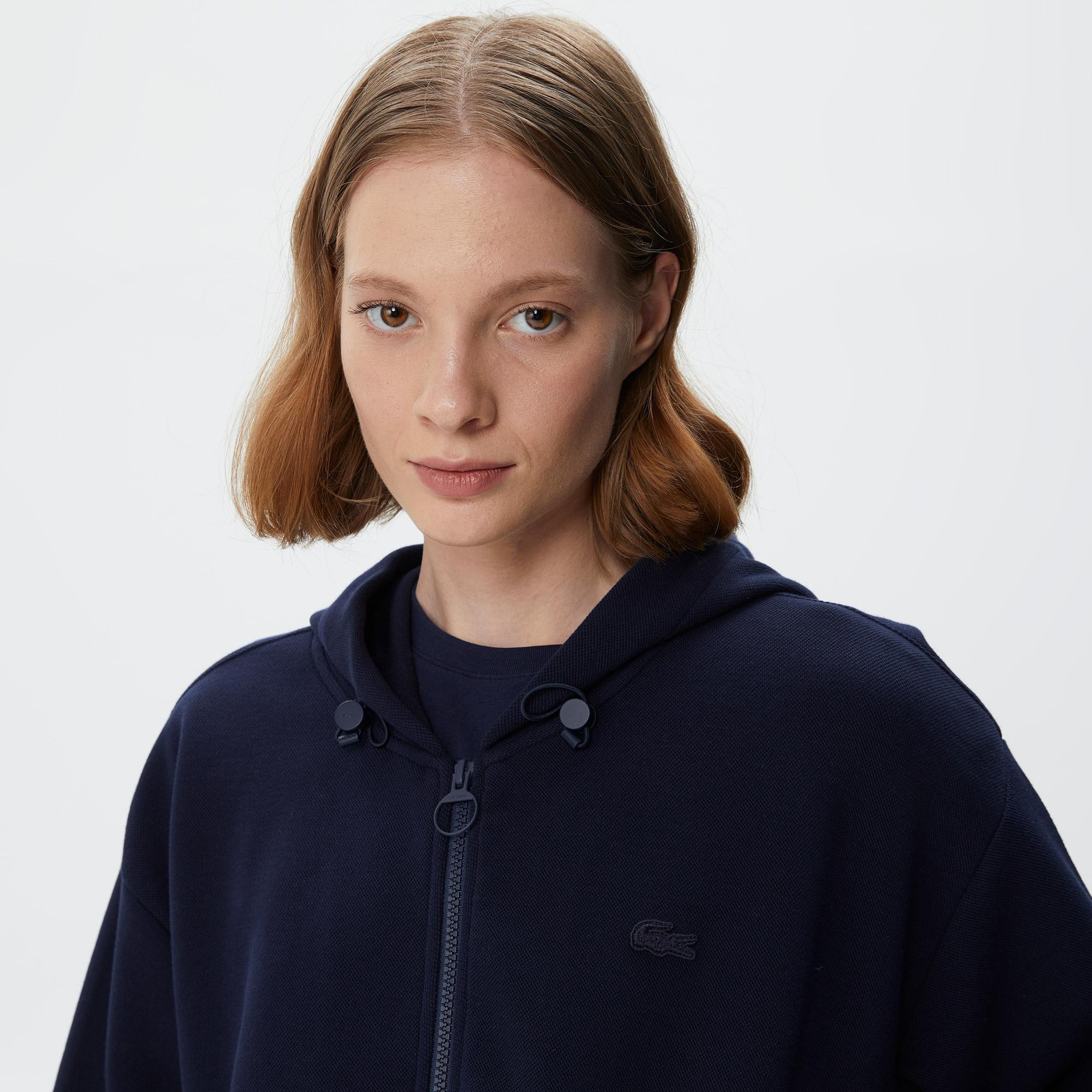 Kadın Relaxed Fit Kapüşonlu Lacivert Sweatshirt