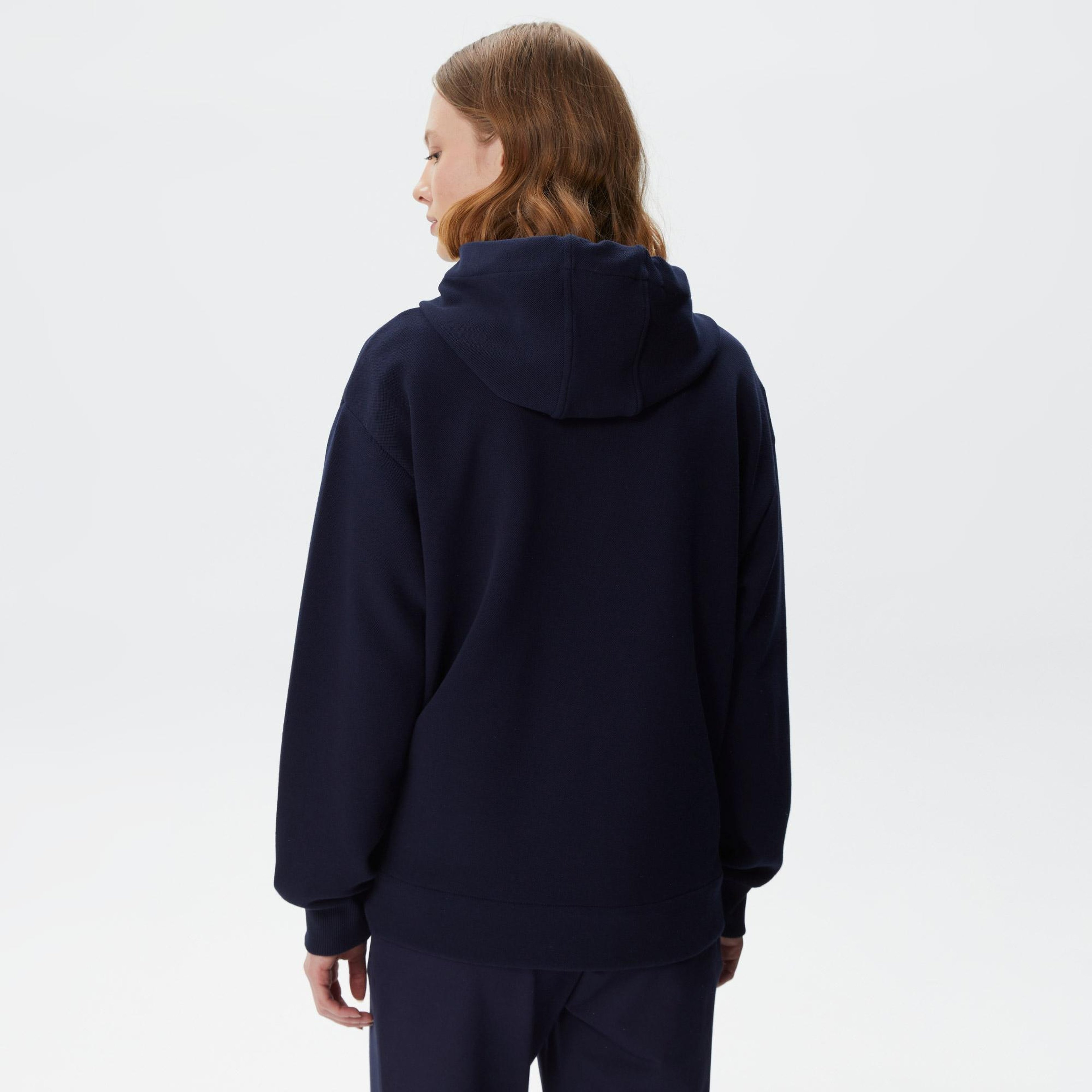 Kadın Relaxed Fit Kapüşonlu Lacivert Sweatshirt