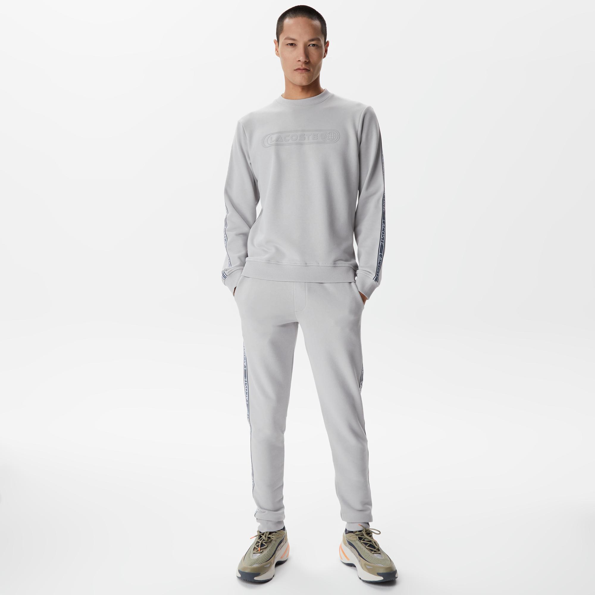 Erkek Relaxed Fit Bisiklet Yaka Baskılı Gri Sweatshirt
