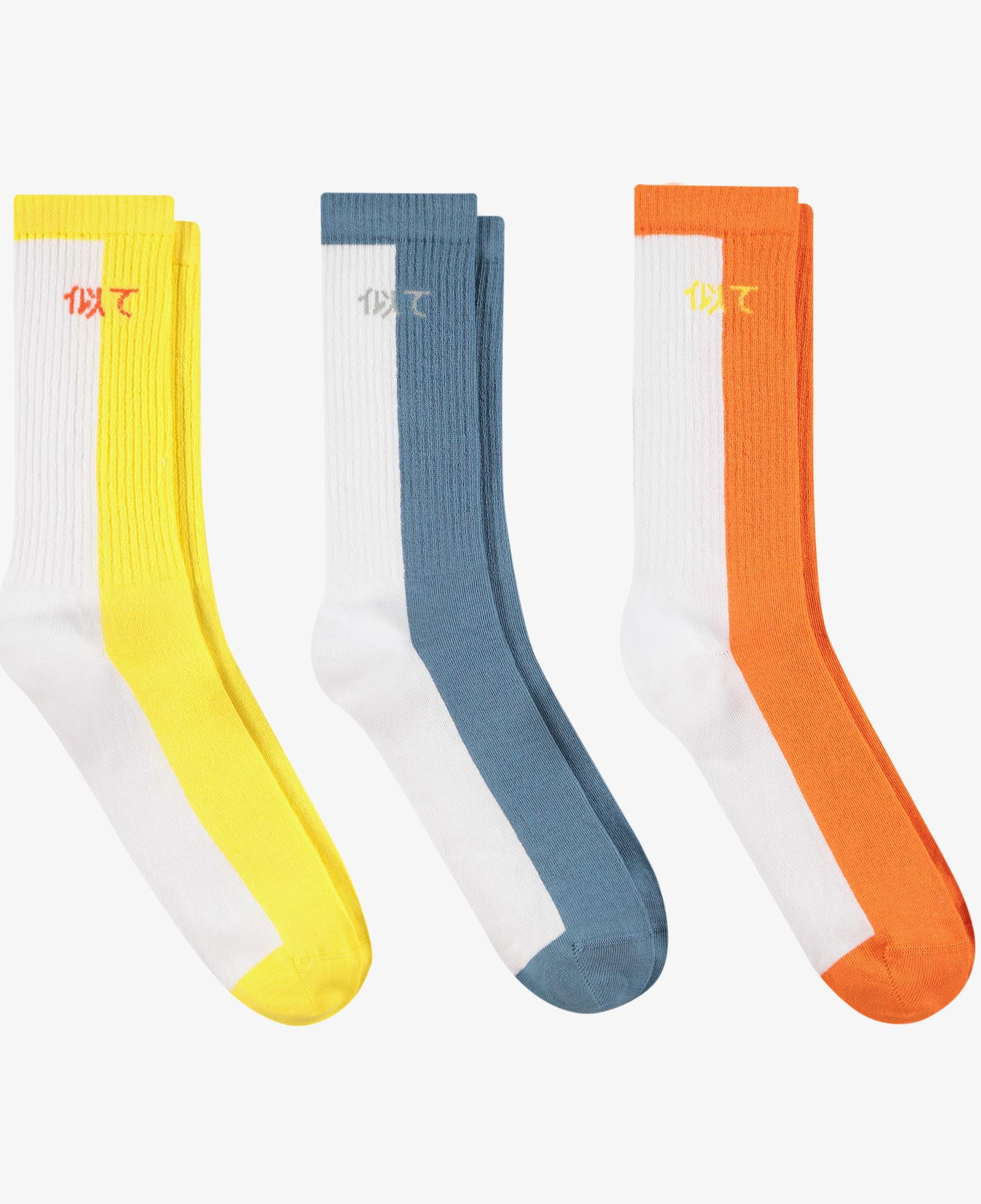 UNITED4 Unisex Sarı - Turuncu - Mavi 3'lü Soket Çorap