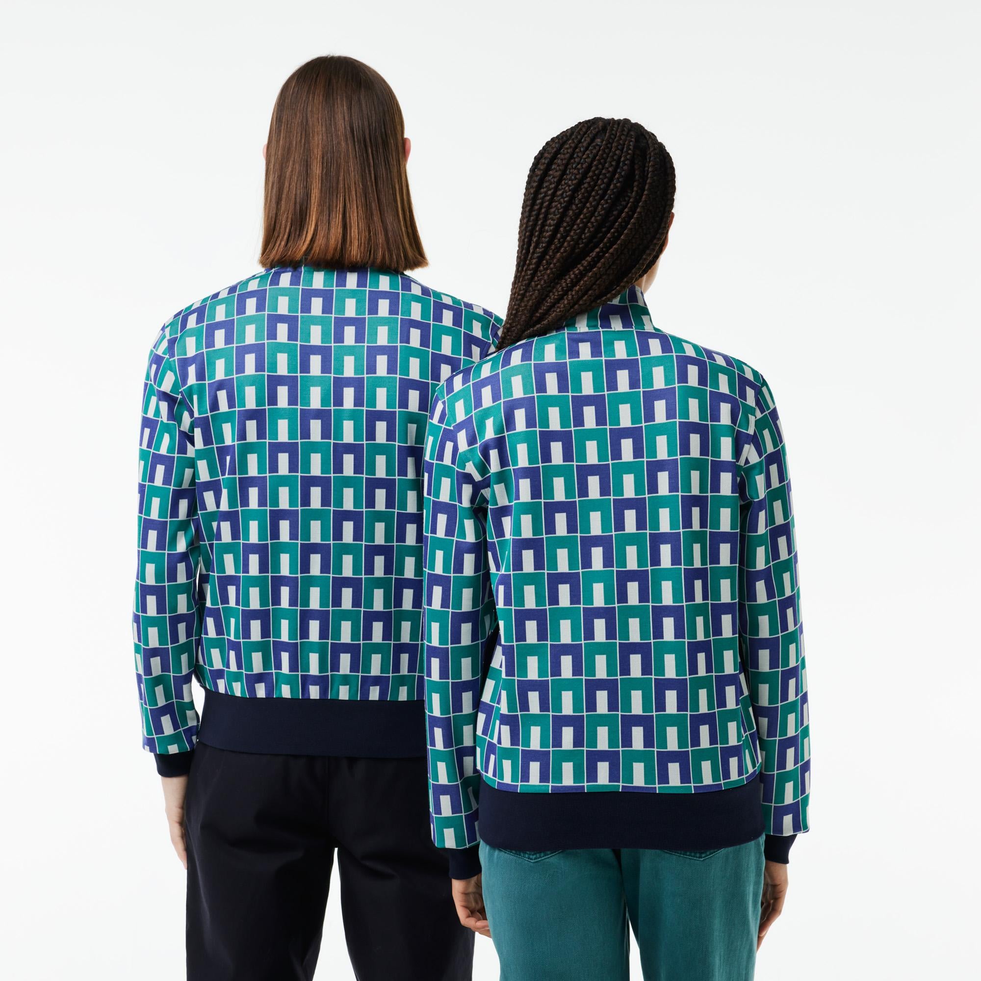Unisex Regular Fit Fermuarlı Desenli Renkli Sweatshirt