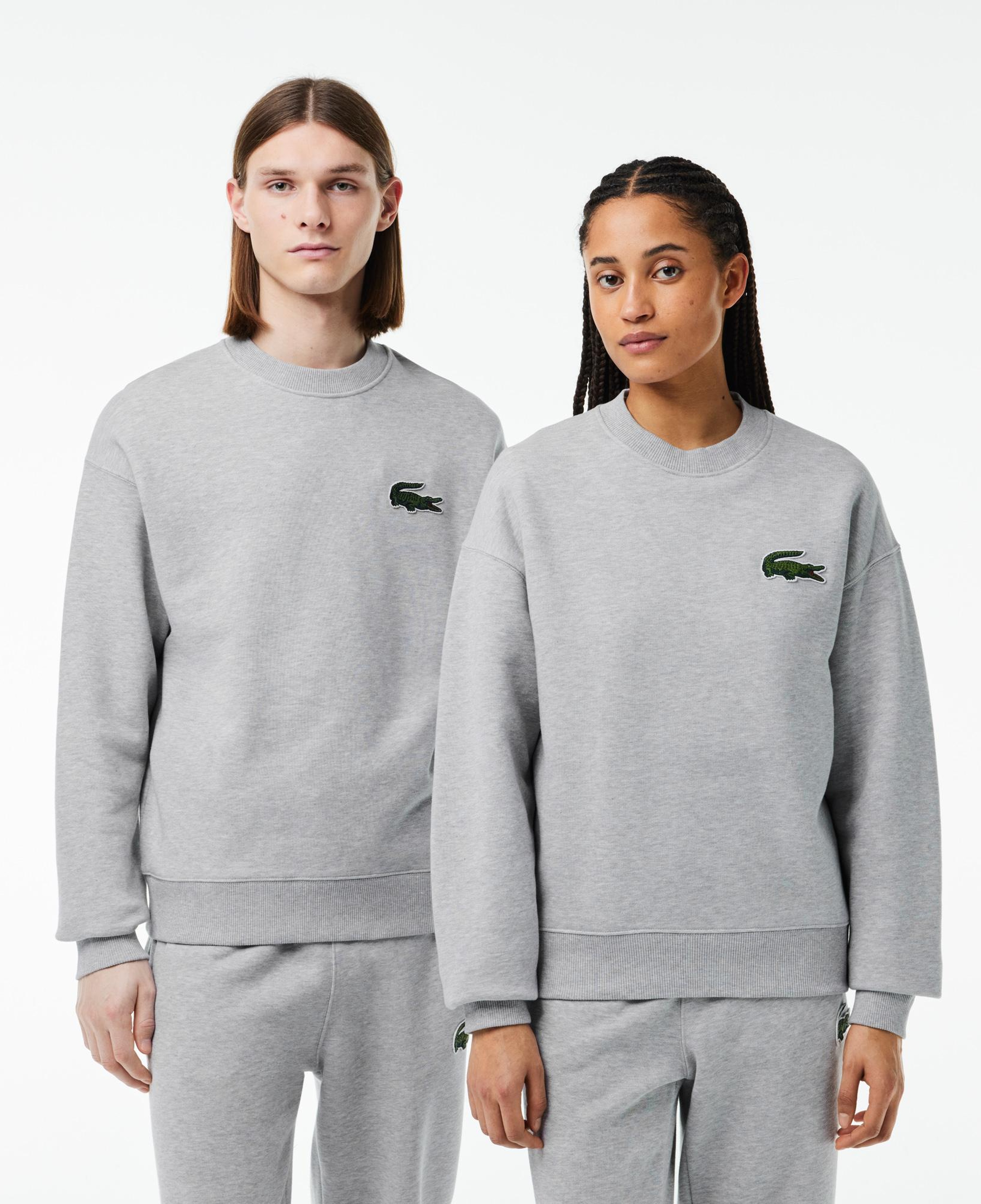 Unisex Loose Fit Bisiklet Yaka Gri Sweatshirt