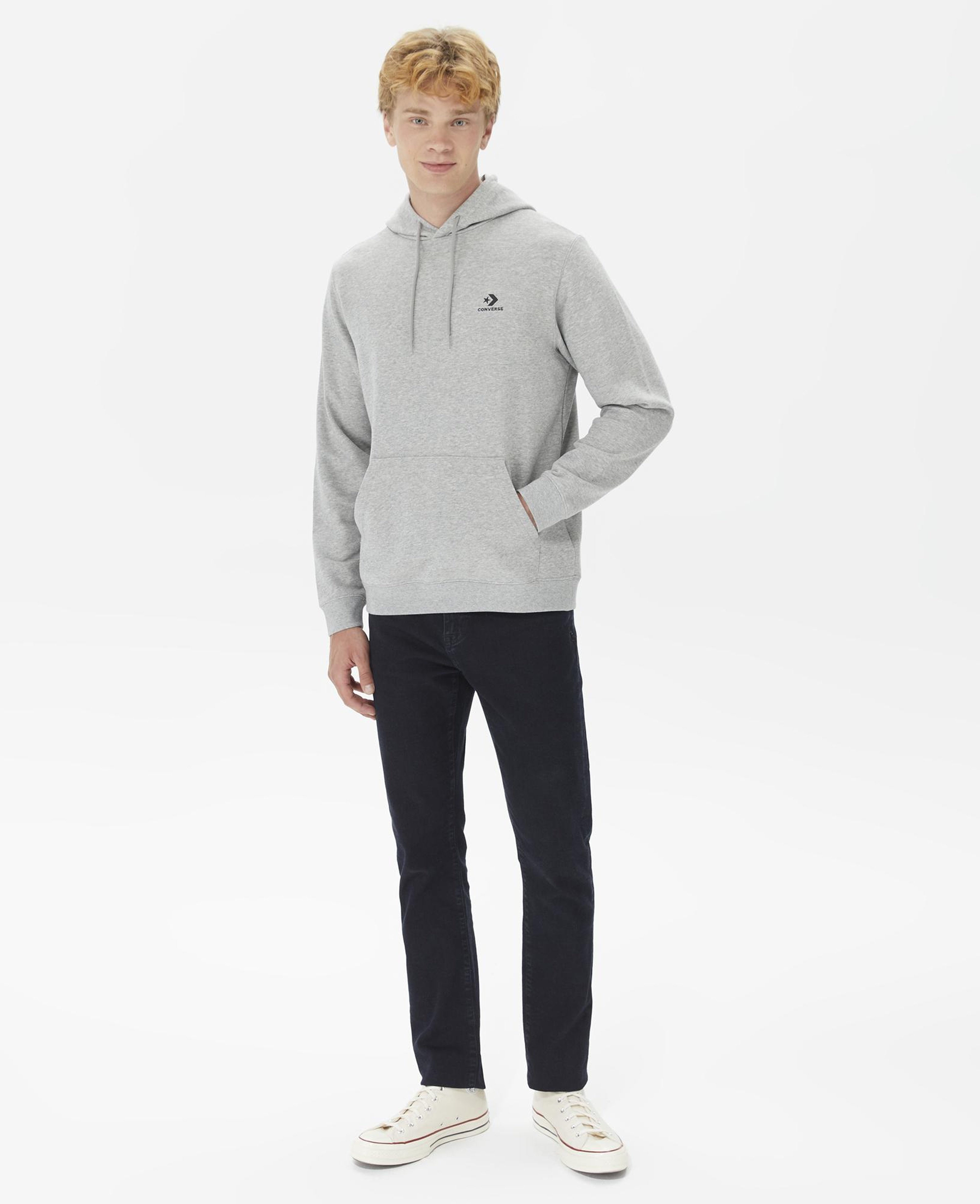Converse Go-To Embroidered Star Chevron Unisex Gri Hoodie