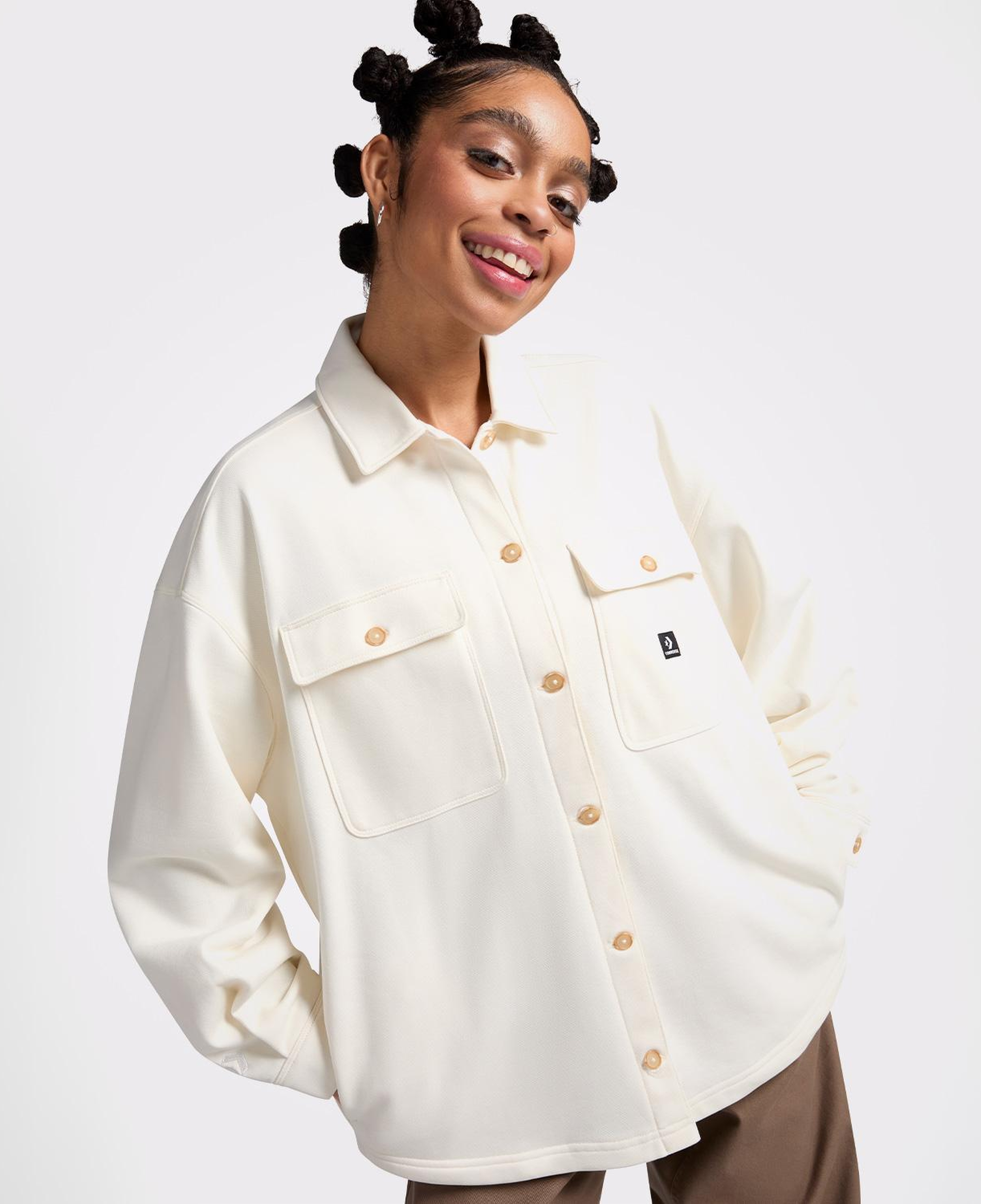 Converse Active Utility Shirt Kadın Krem Ceket