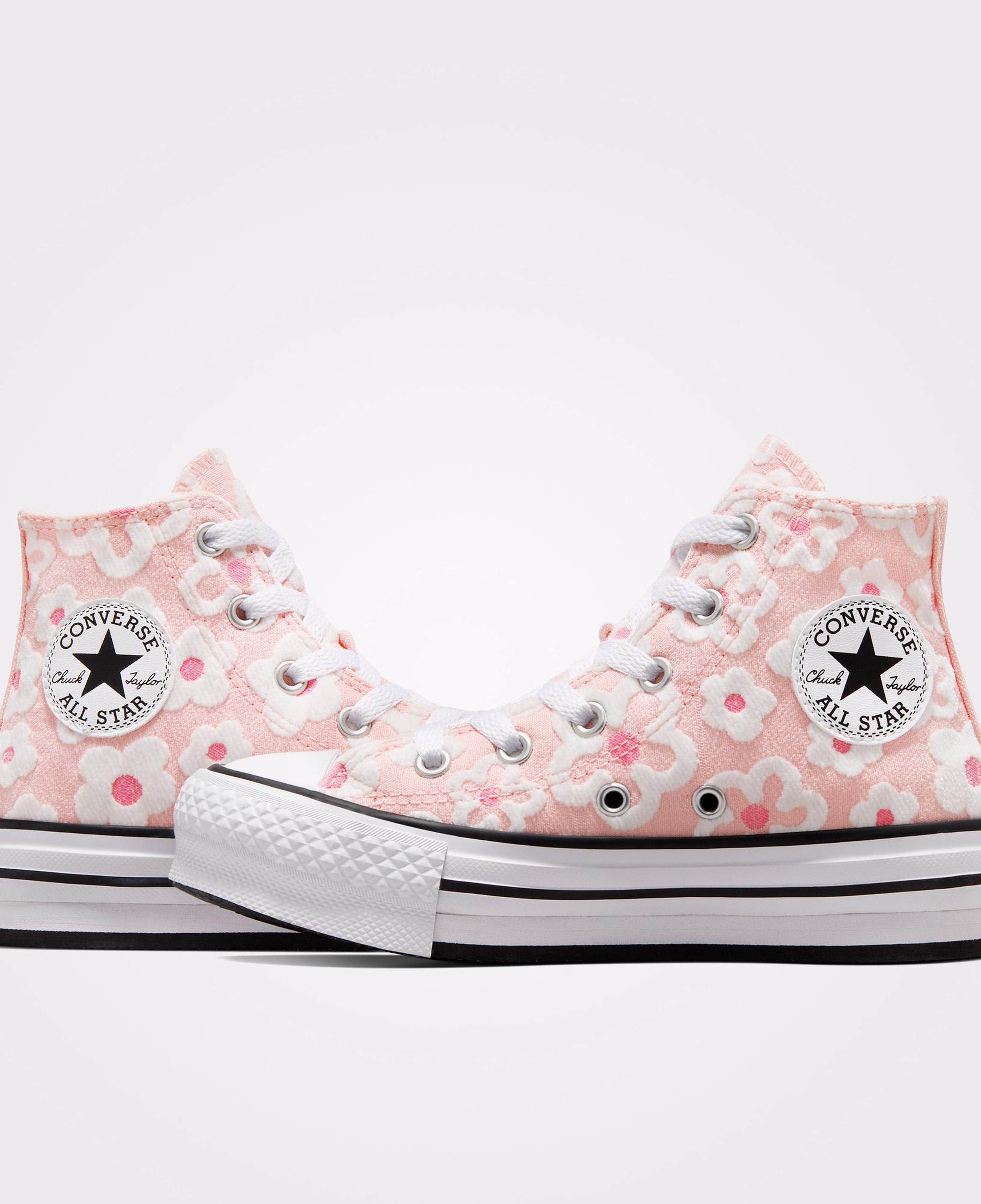 Converse Chuck Taylor All Star Lift Platform Floral Embroidery Çocuk Pembe Sneaker