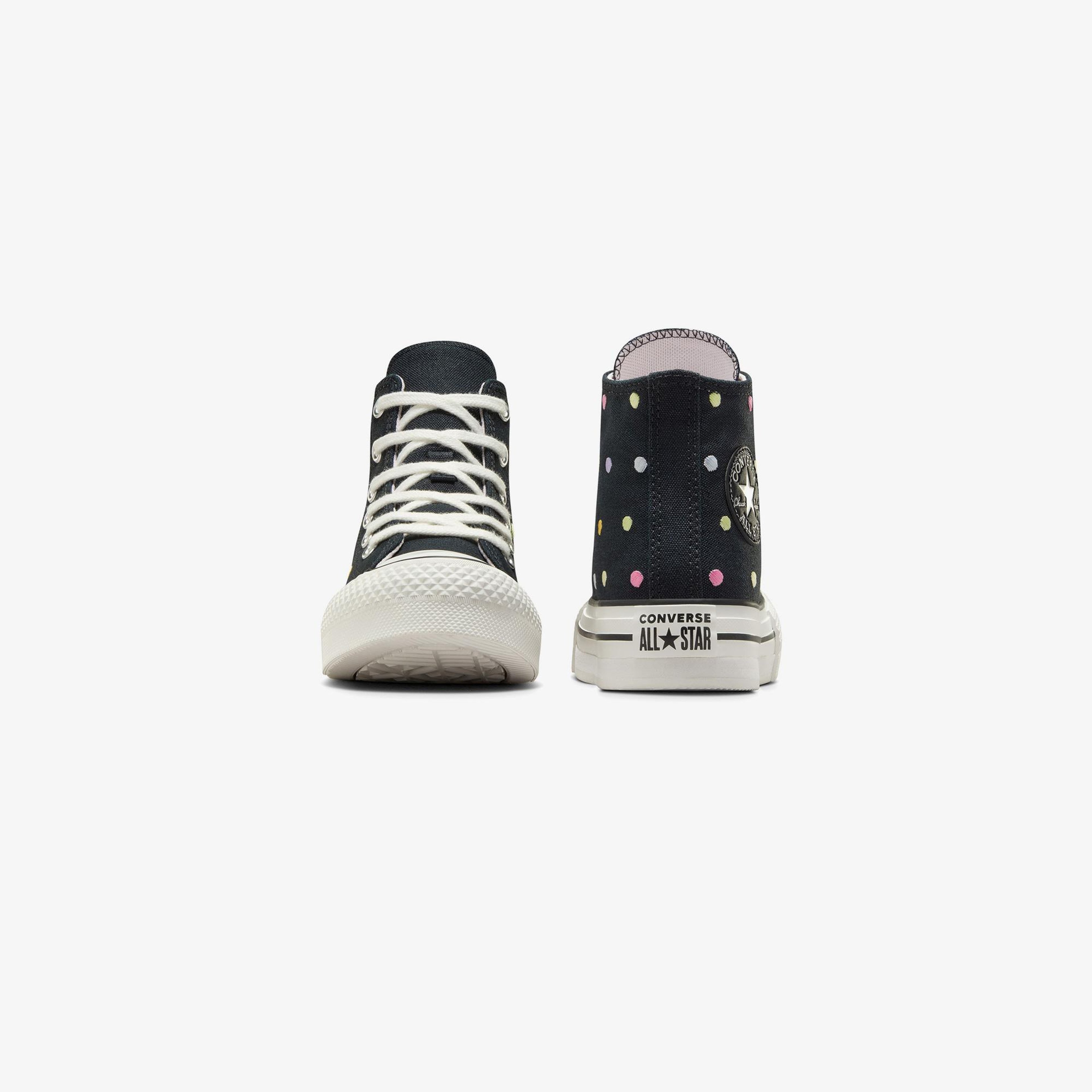 Converse Chuck Taylor All Star EVA Lift Polka Dots Çocuk Siyah Platform Sneaker