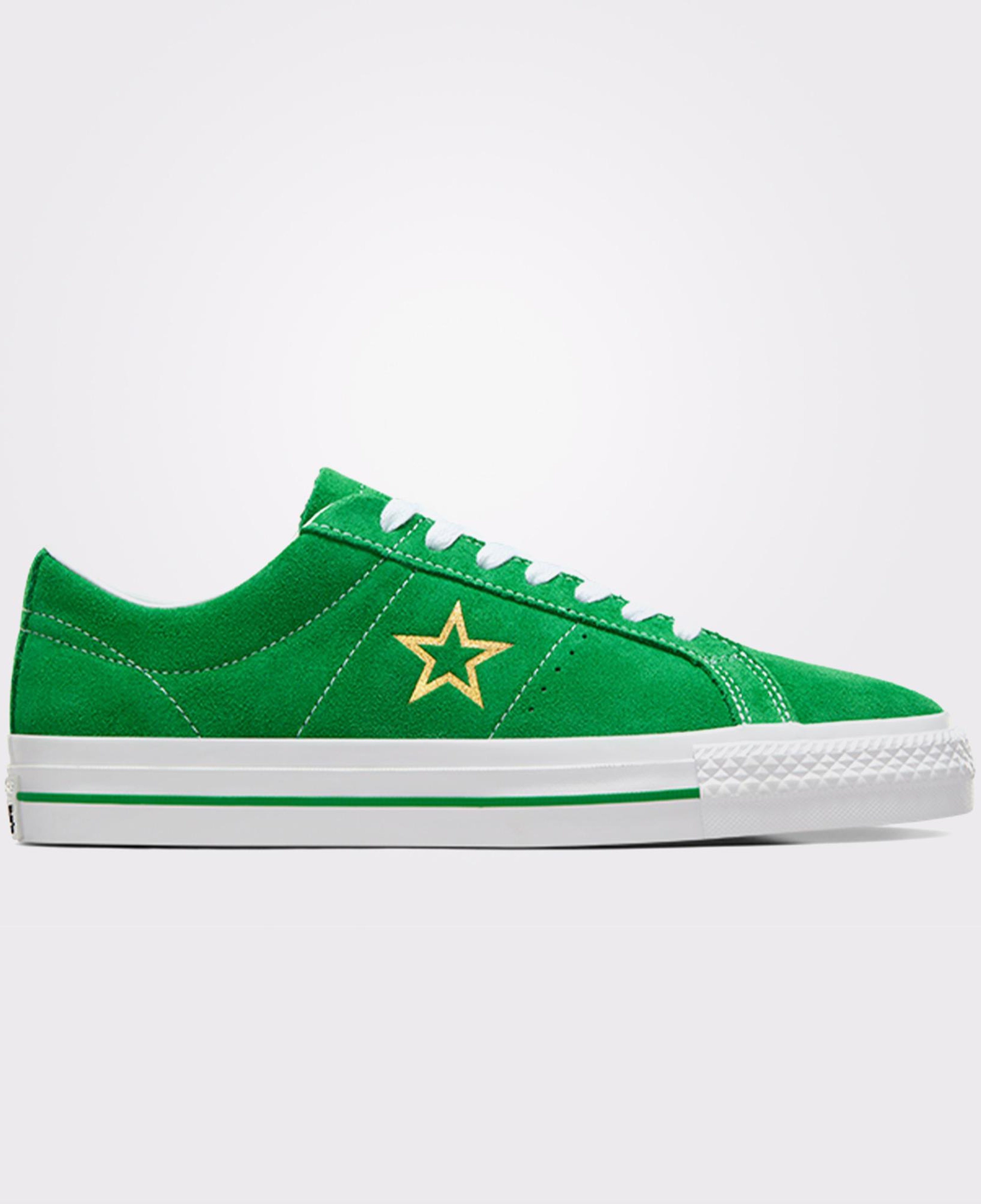 Converse Cons One Star Pro Suede Unisex Yeşil Deri Sneaker