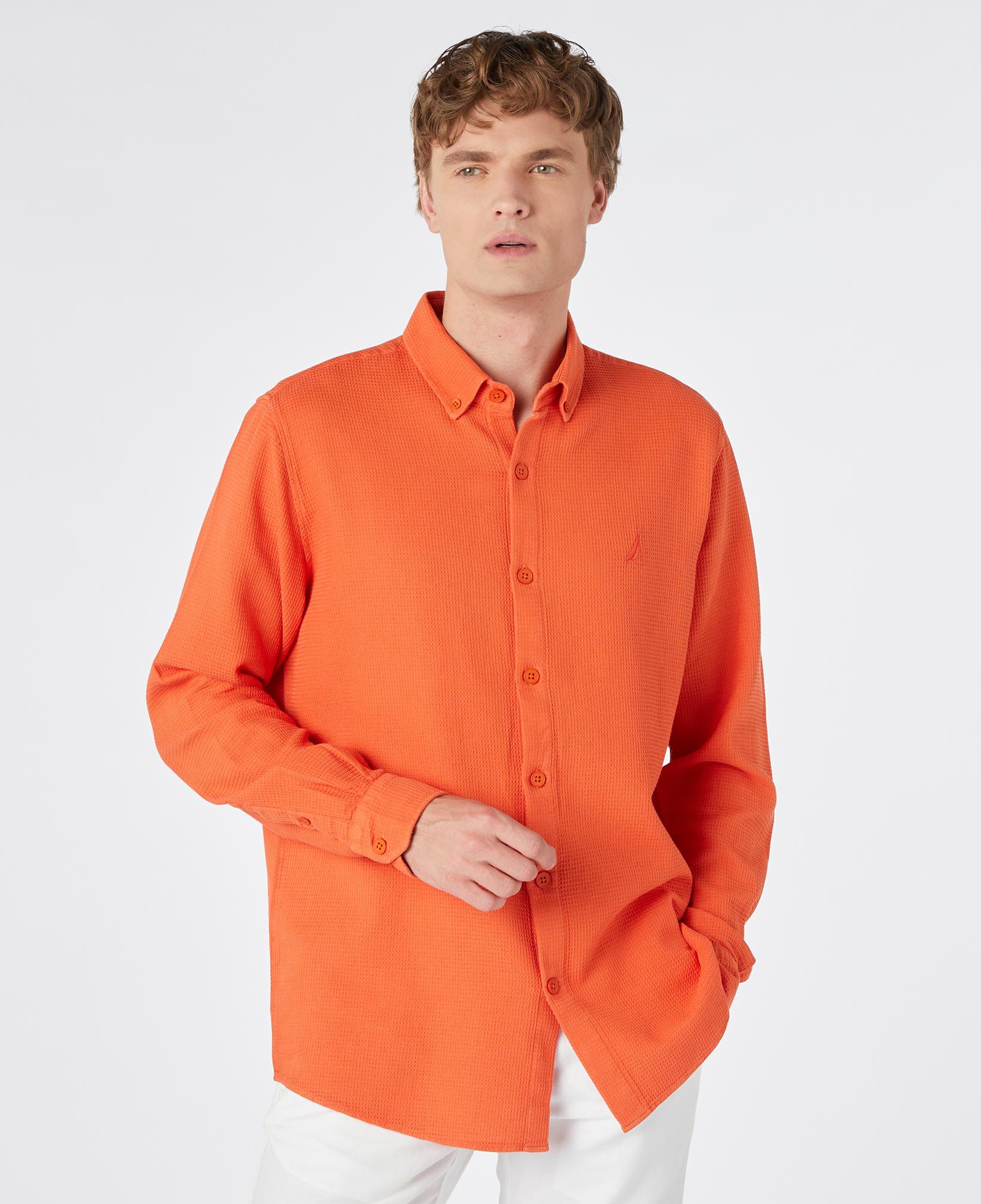 Nautica Erkek Turuncu Classic Fit Gömlek