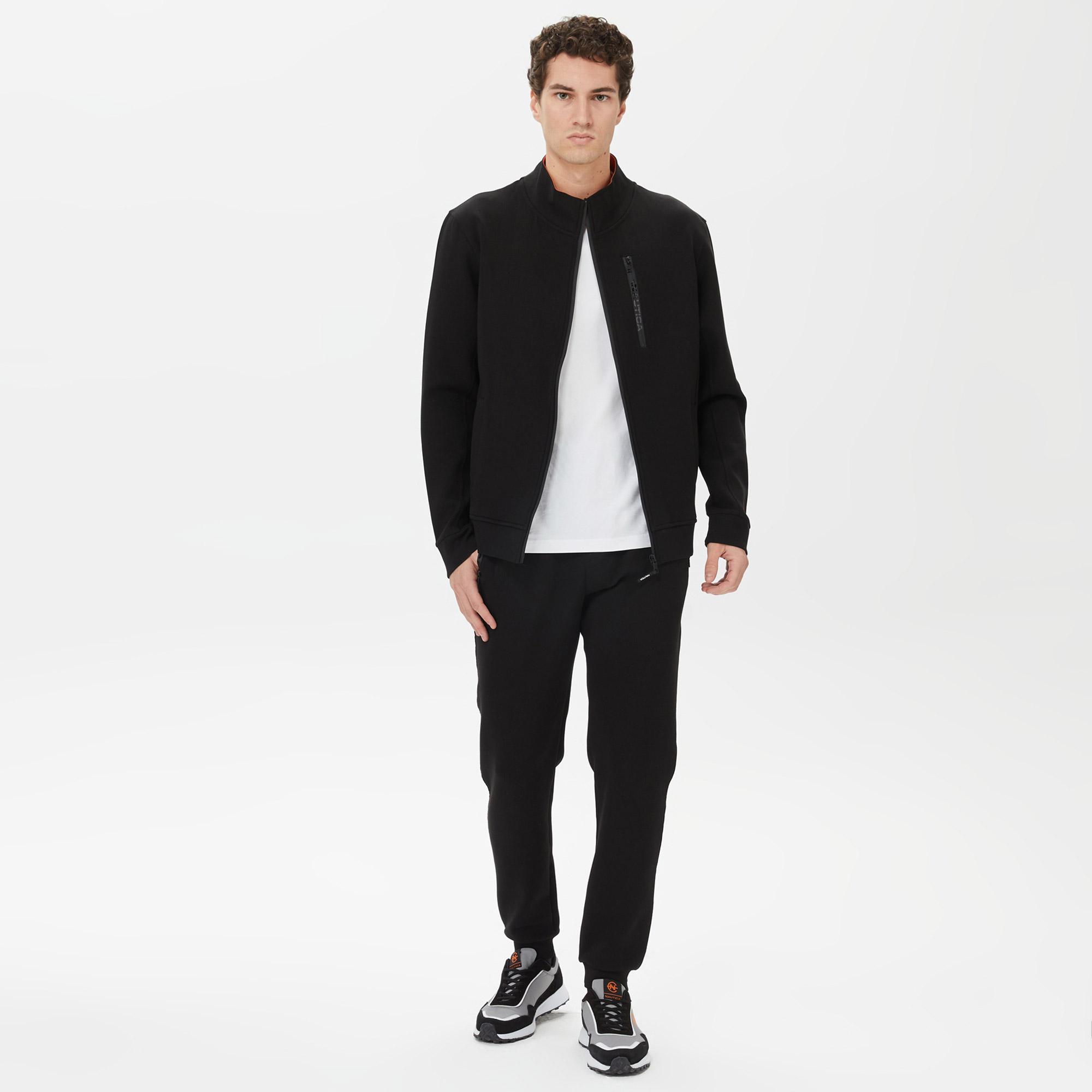 Nautica Erkek Siyah Standart Fit Dik Yakalı Sweatshirt