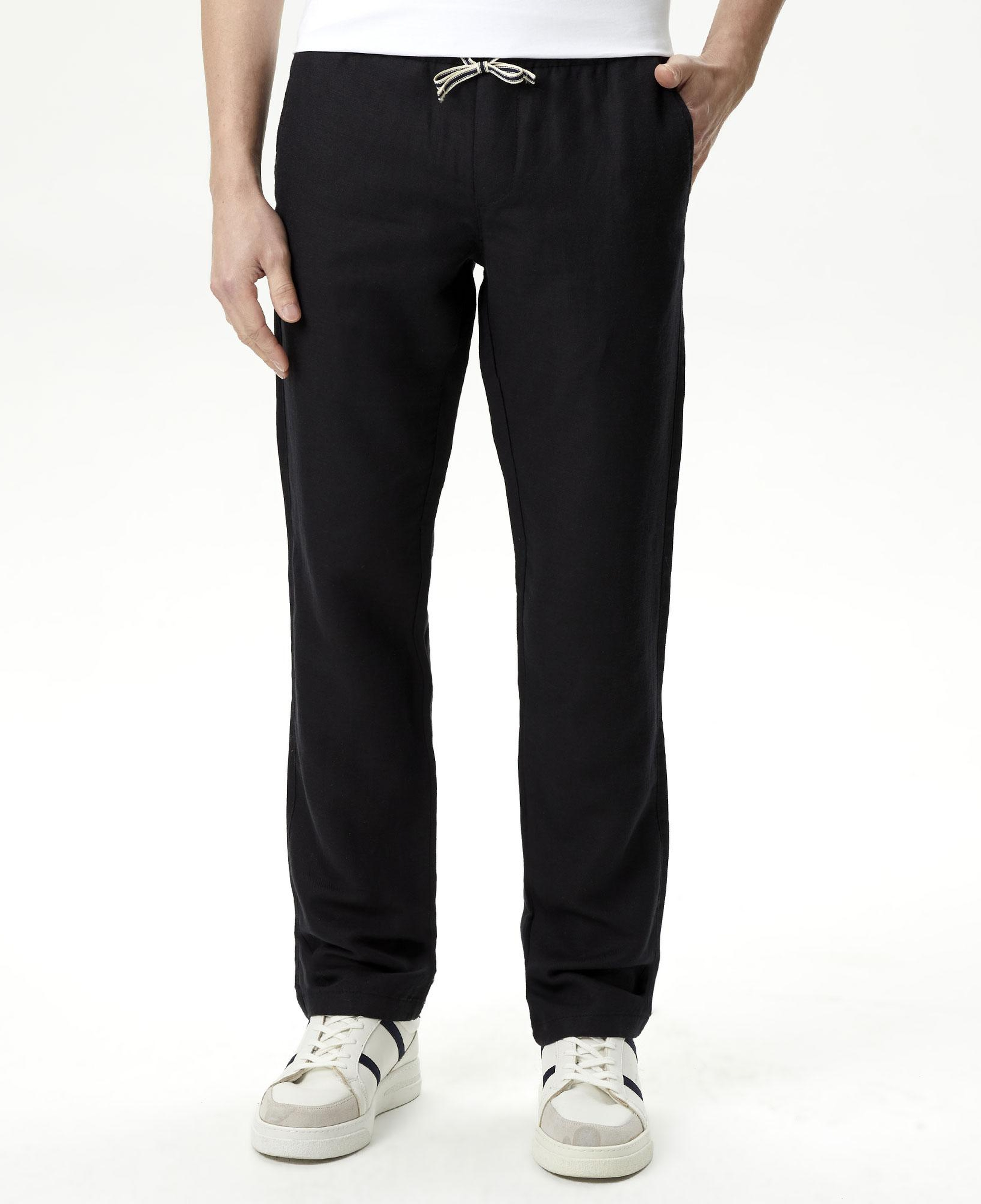 Nautica Erkek Siyah Classic Fit Keten Karışımlı Pantolon