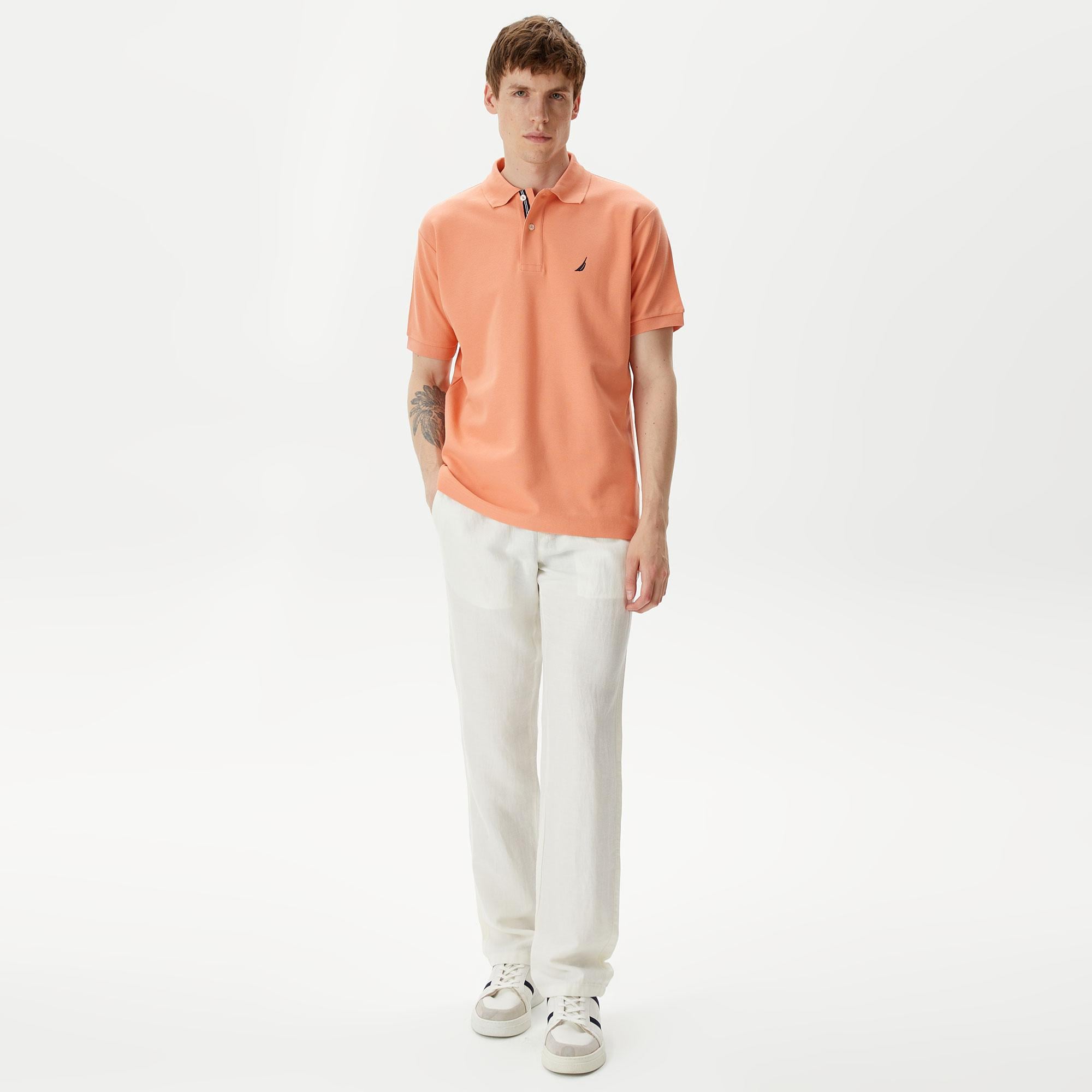 Nautica Erkek Beyaz Classic Fit Keten Karışımlı Pantolon