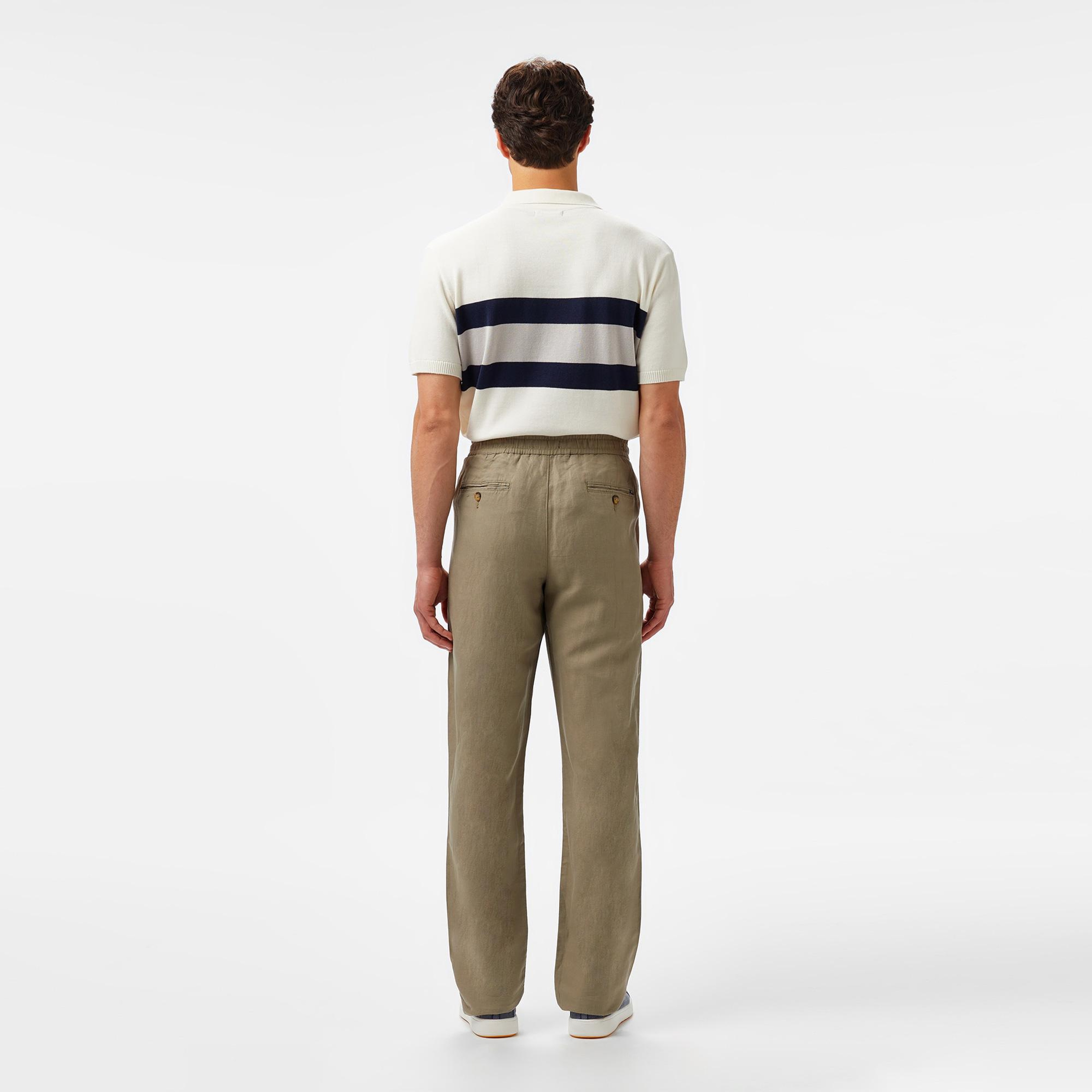 Nautica Erkek Yeşil Classic Fit Keten Karışımlı Pantolon