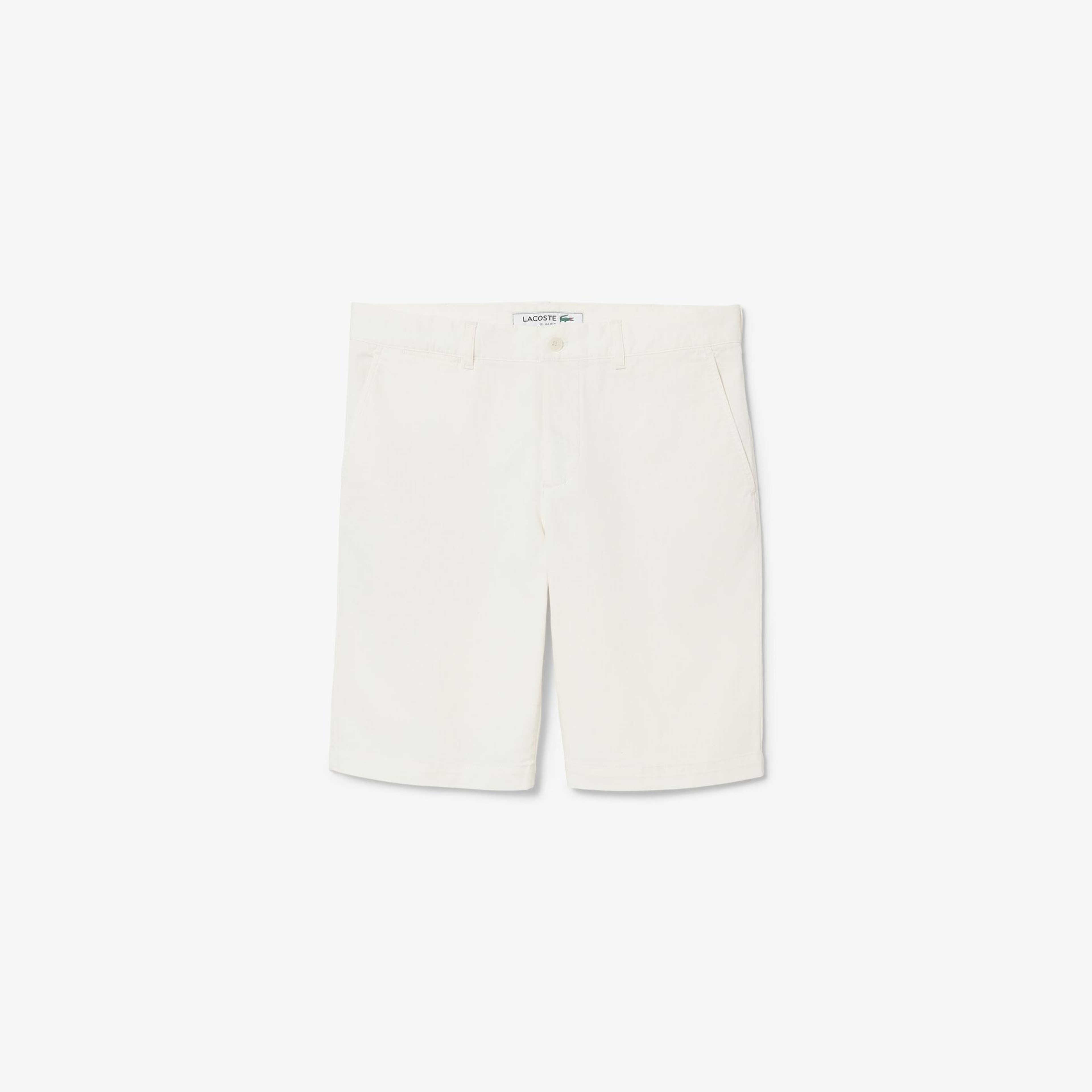 Erkek Slim Fit Beyaz Bermuda Şort