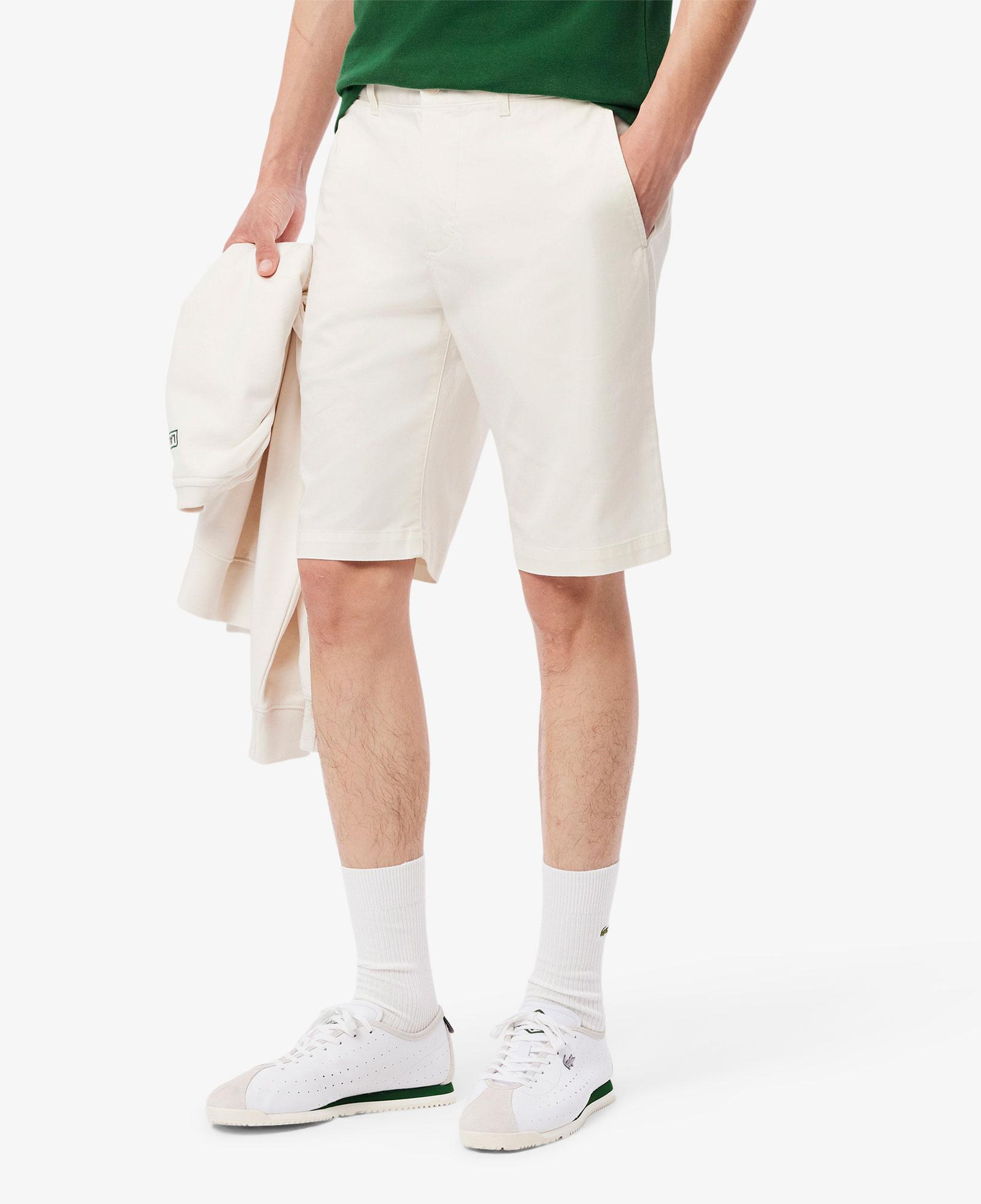 Erkek Slim Fit Beyaz Bermuda Şort
