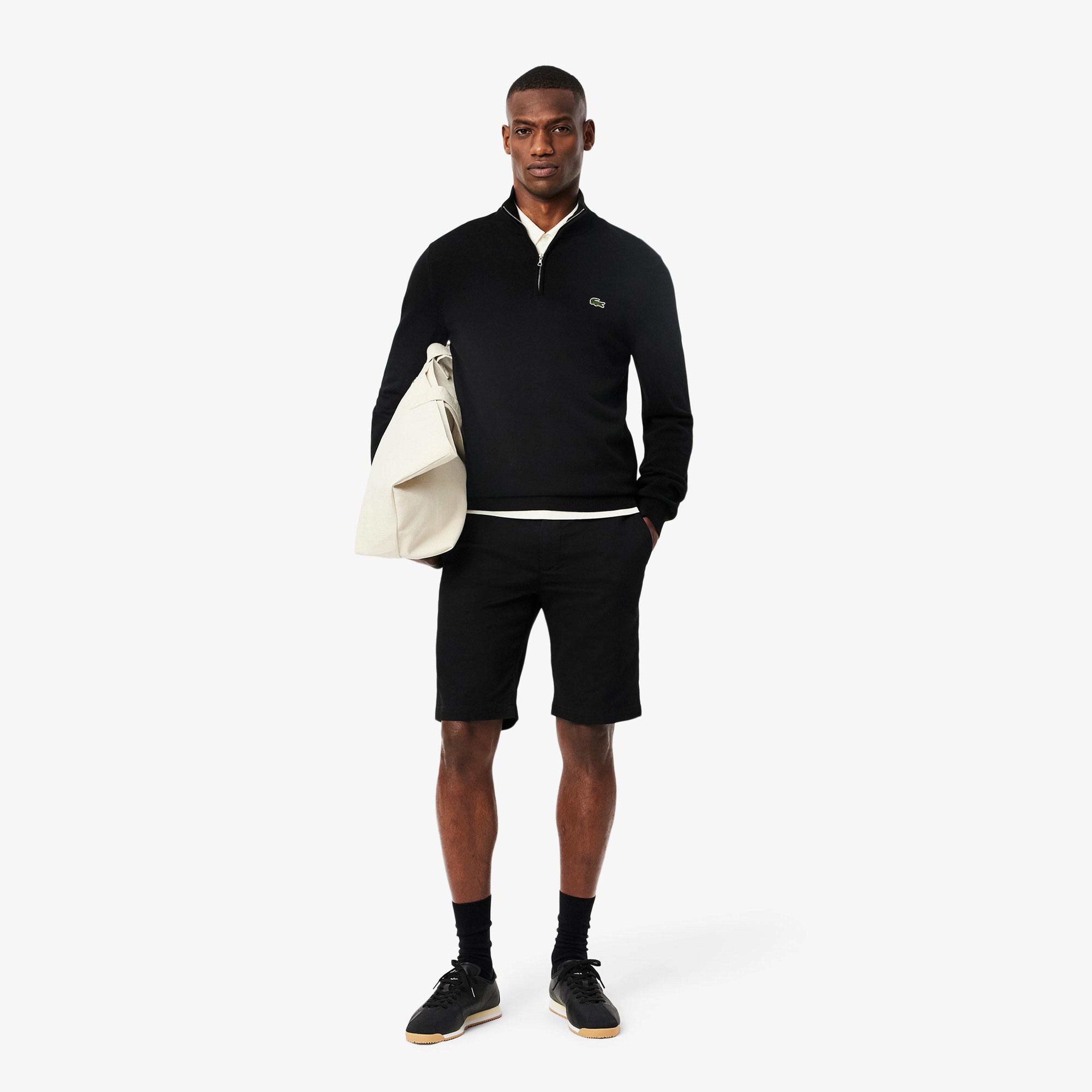 Erkek Slim Fit Siyah Bermuda Şort