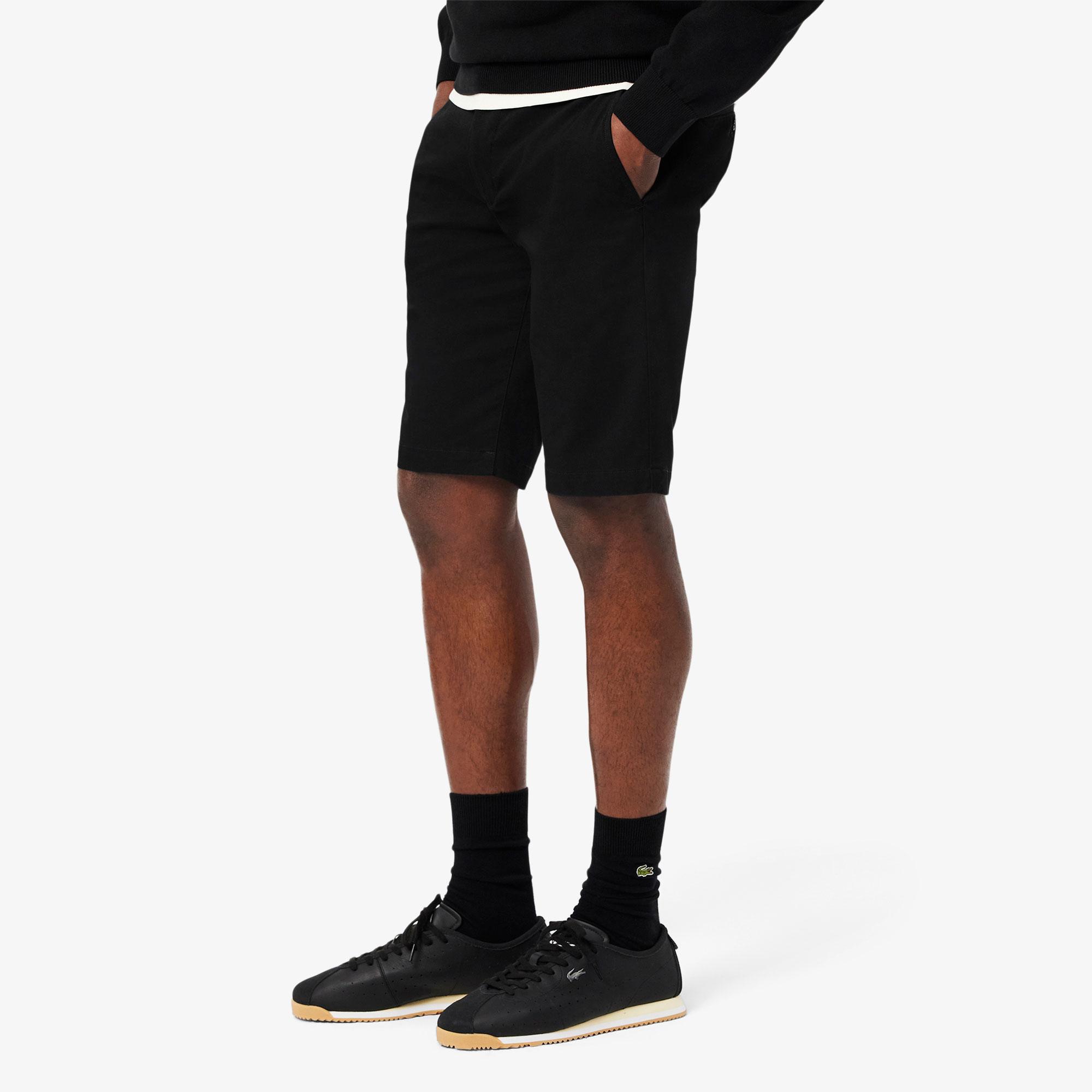 Erkek Slim Fit Siyah Bermuda Şort