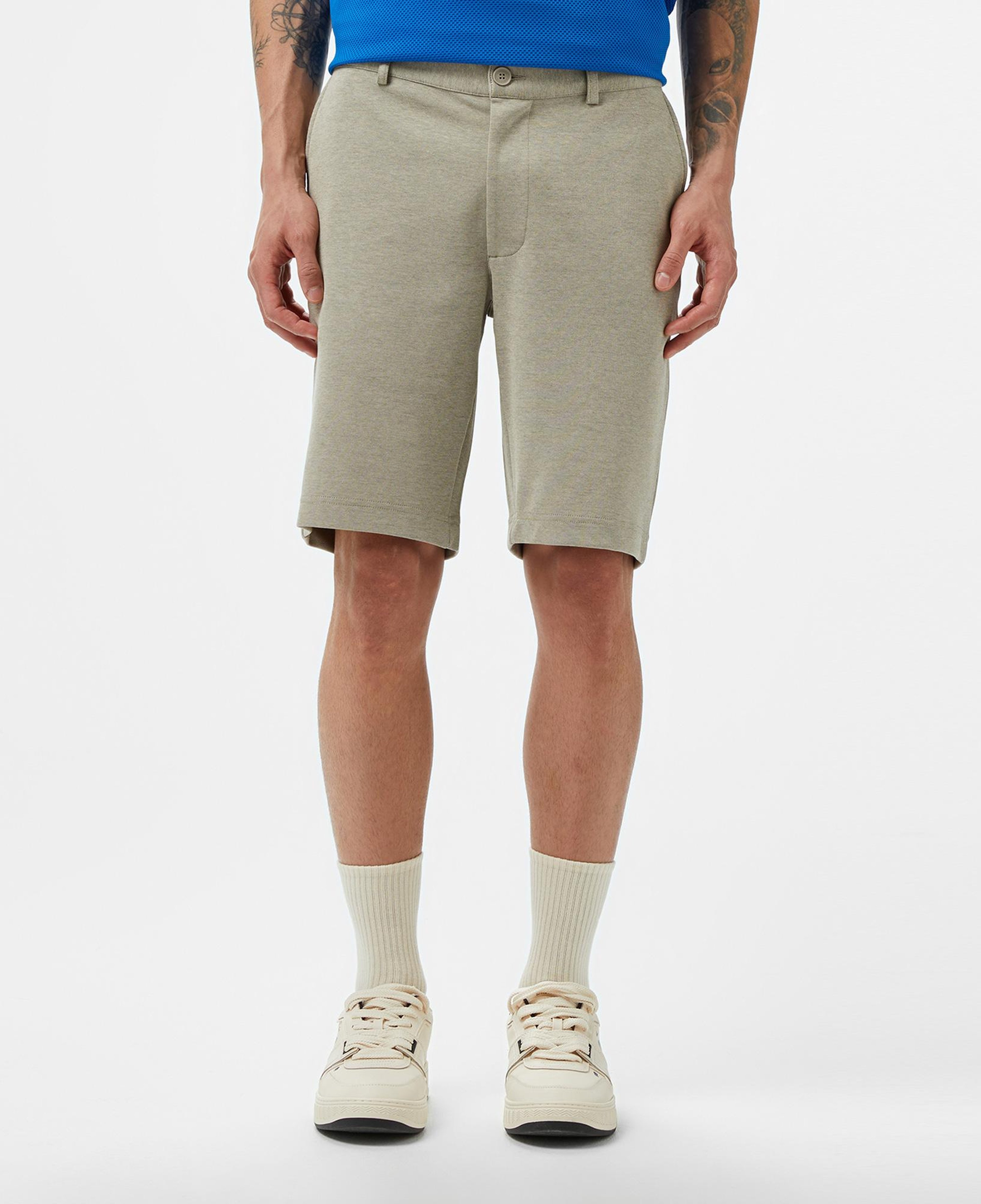 Erkek Tapered Fit Bej Bermuda Şort