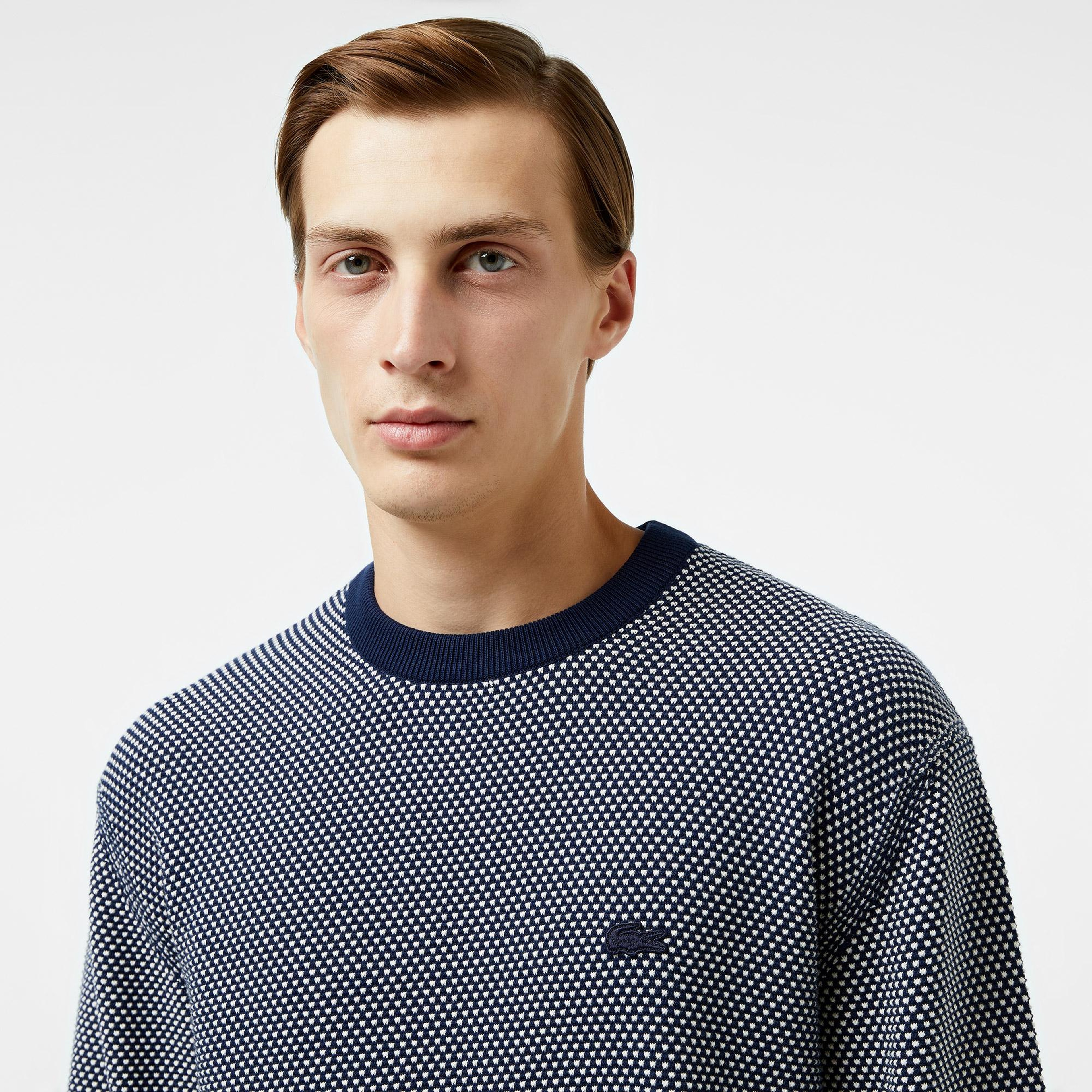 Erkek Relaxed Fit Bisiklet Yaka Lacivert Triko