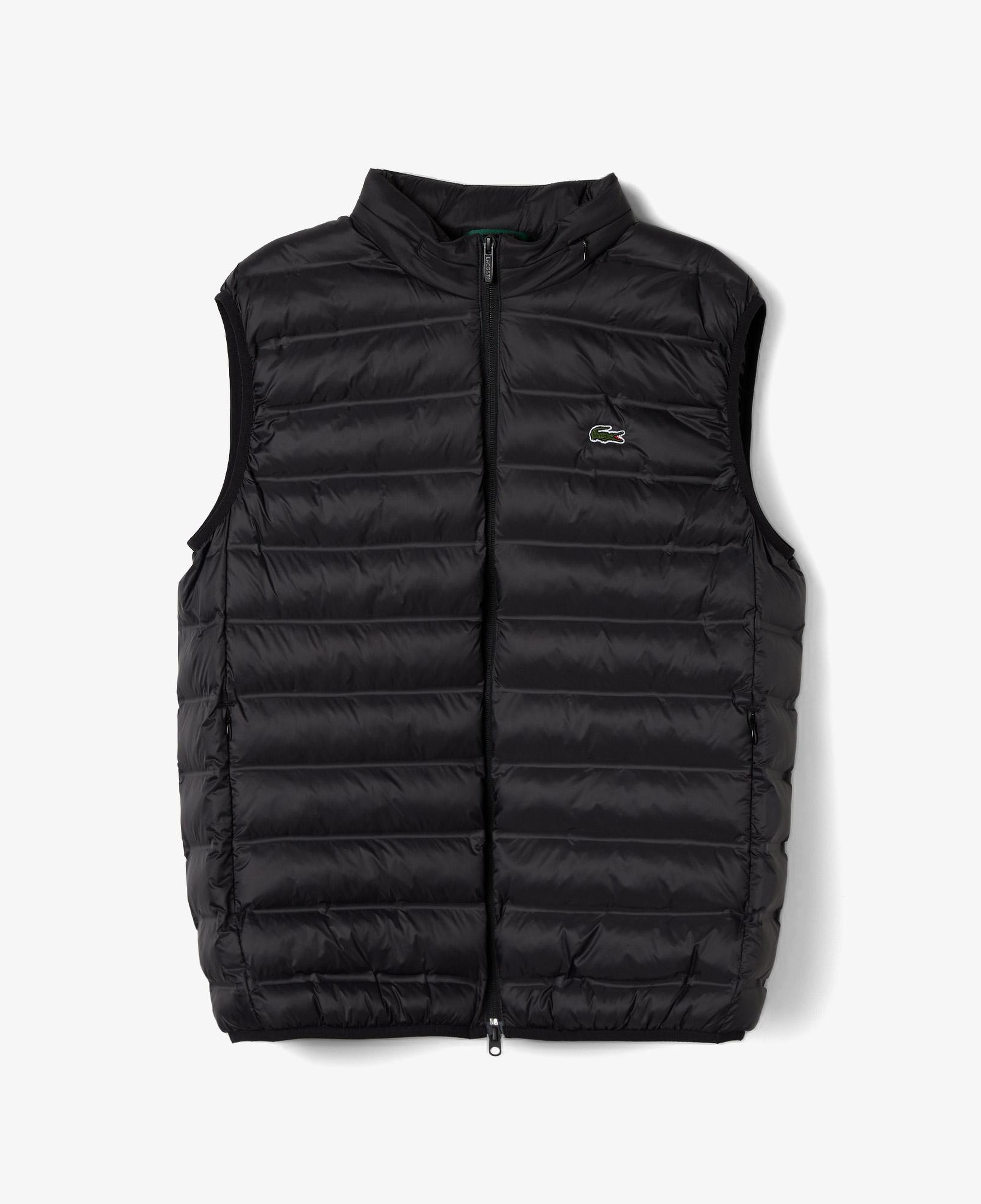 Erkek Slim Fit Kapüşonlu Siyah Yelek