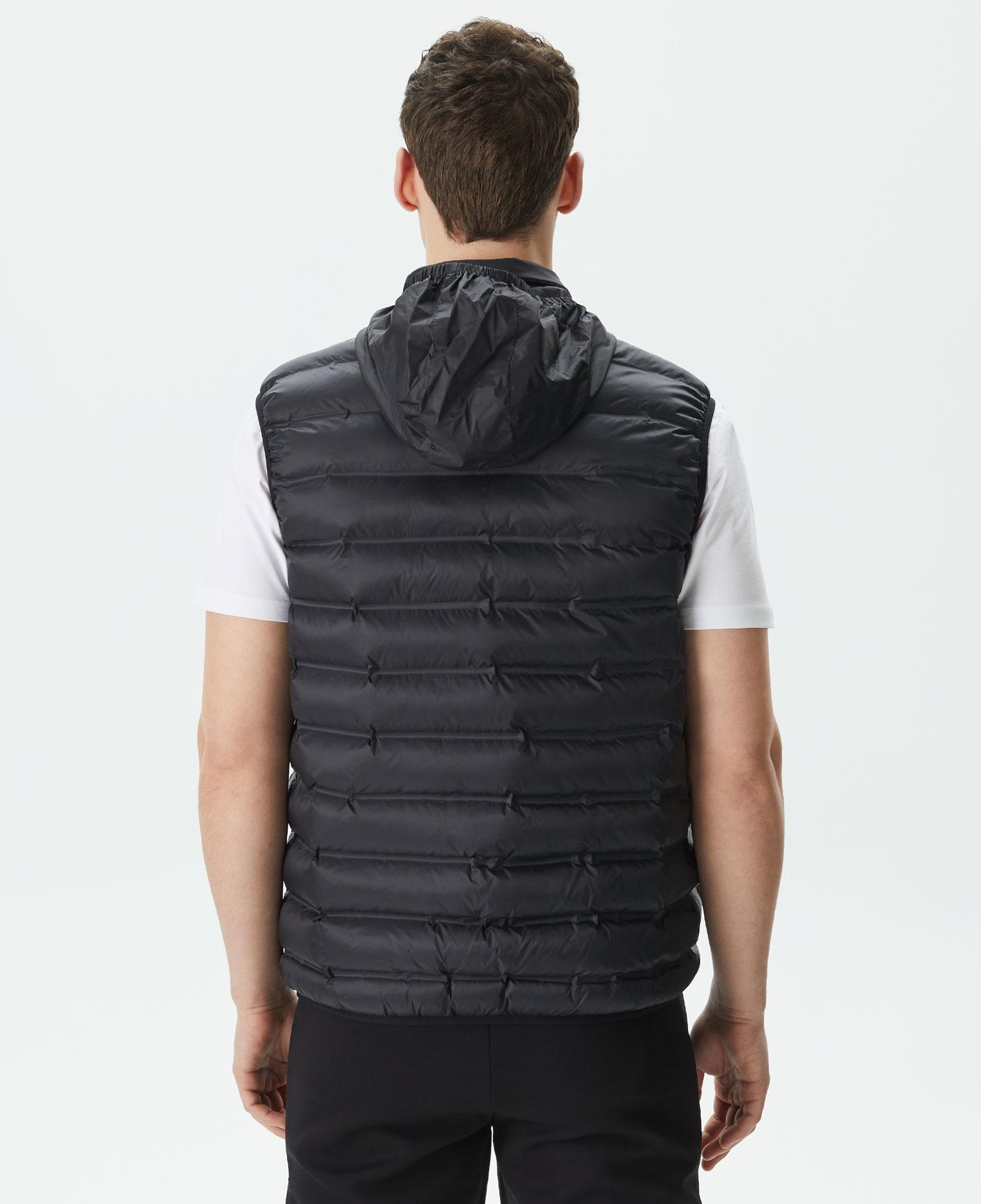 Erkek Slim Fit Kapüşonlu Siyah Yelek