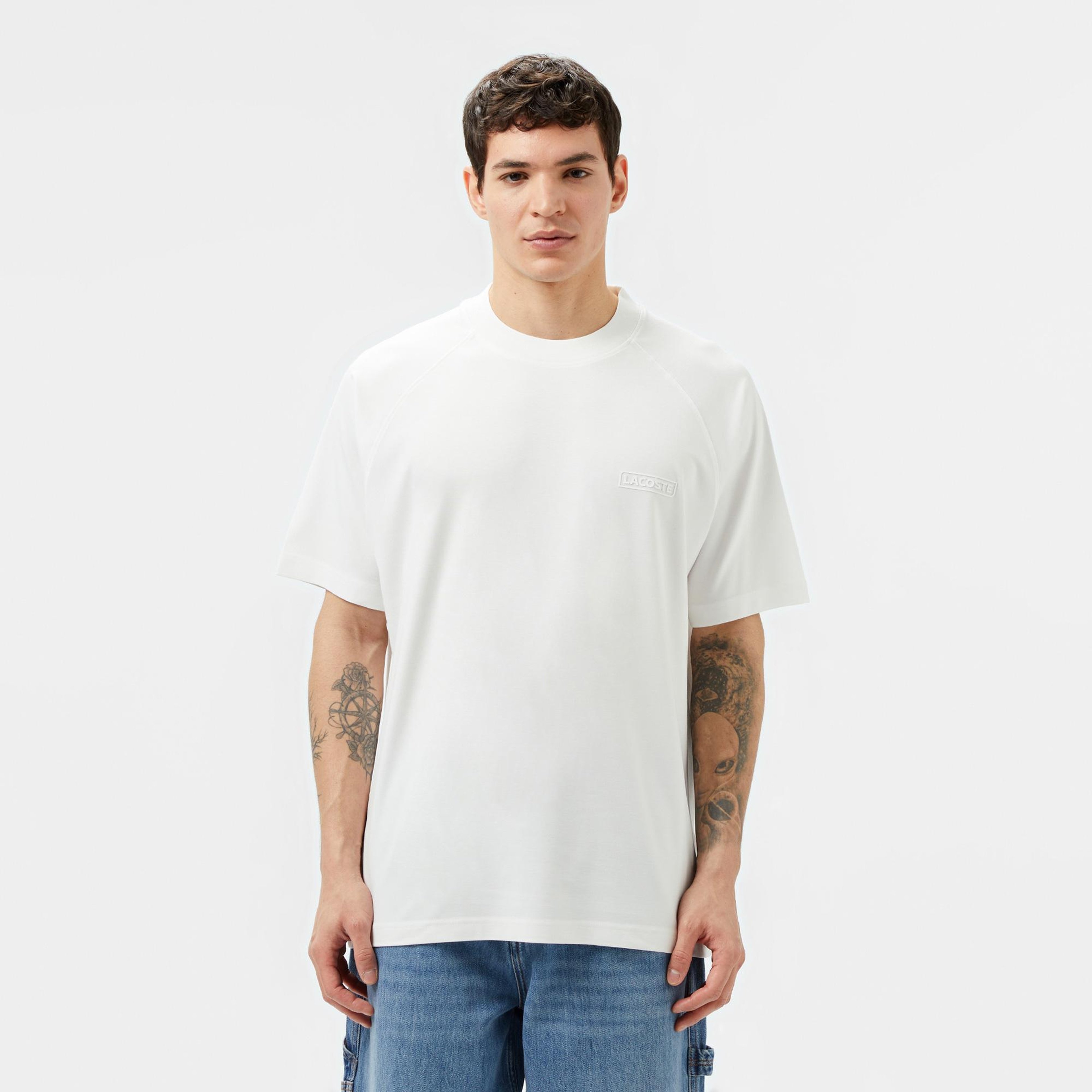 Erkek Oversize Fit Bisiklet Yaka Beyaz T-Shirt