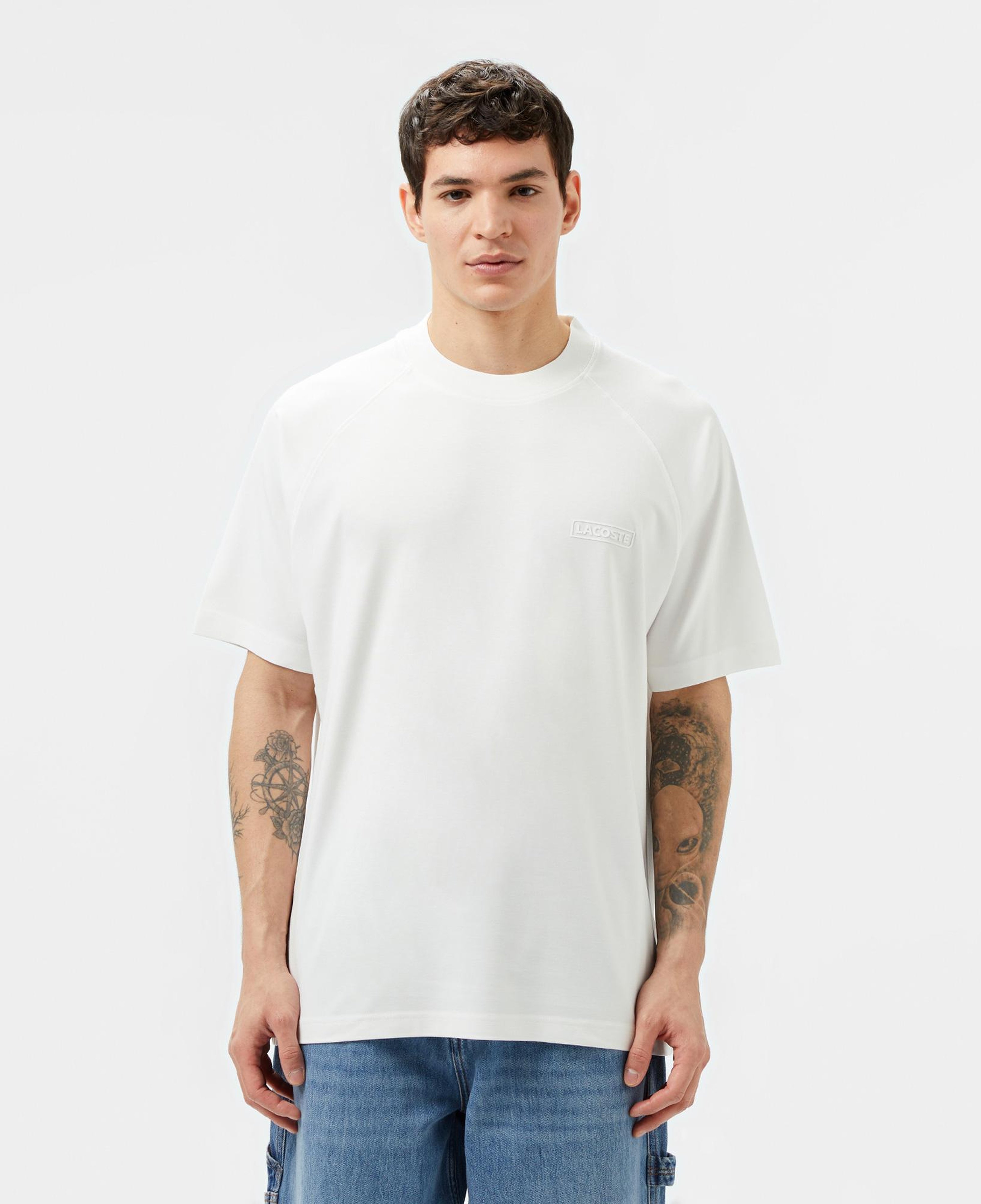 Erkek Oversize Fit Bisiklet Yaka Beyaz T-Shirt