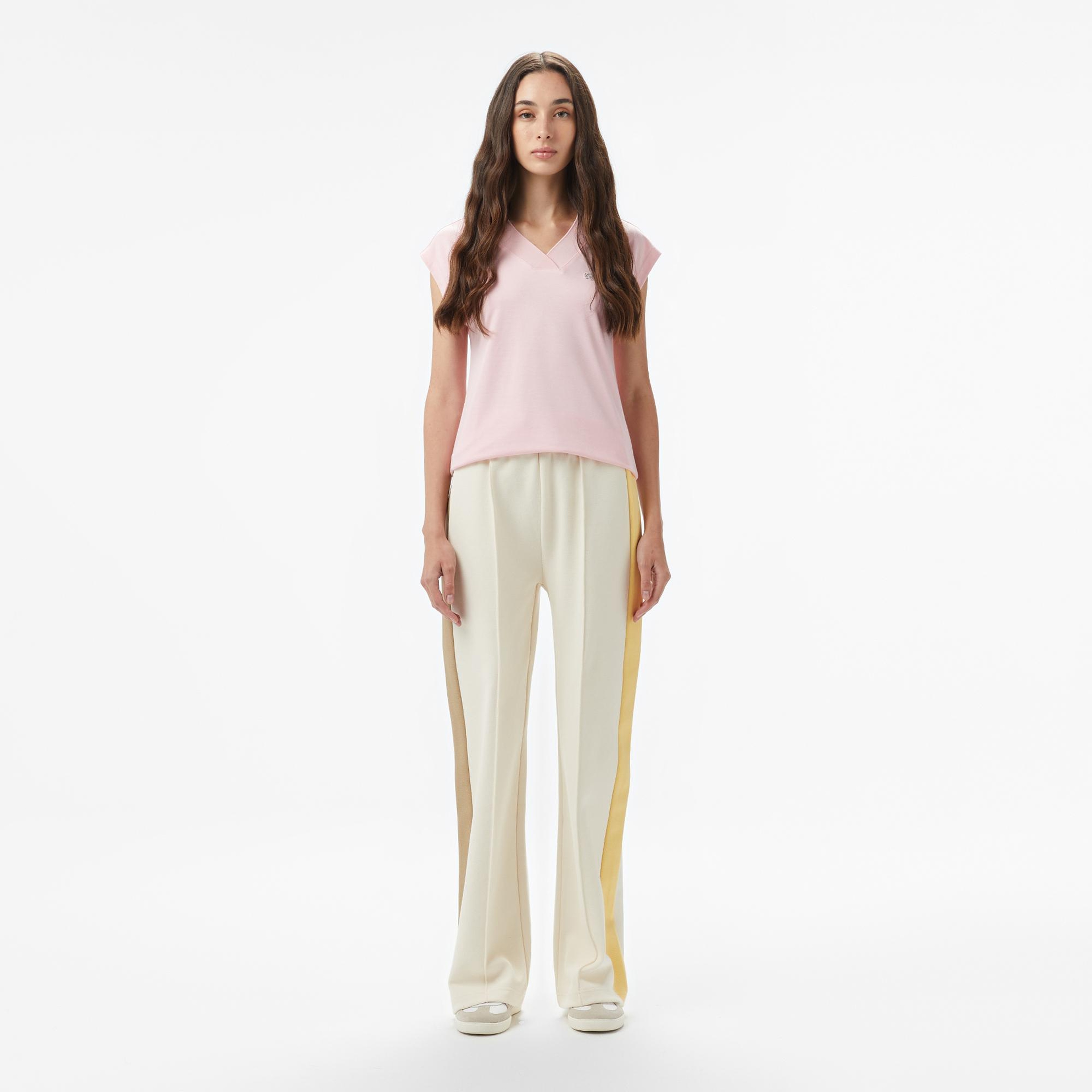Lacoste Kadın Straight Fit Renk Bloklu Krem Eşofman Altı