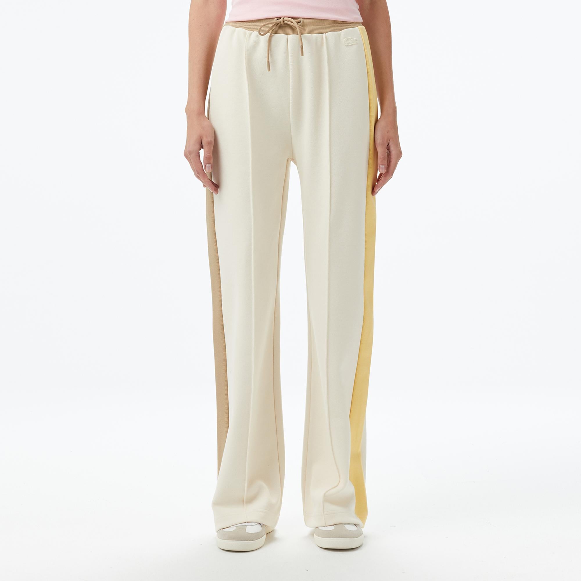Lacoste Kadın Straight Fit Renk Bloklu Krem Eşofman Altı