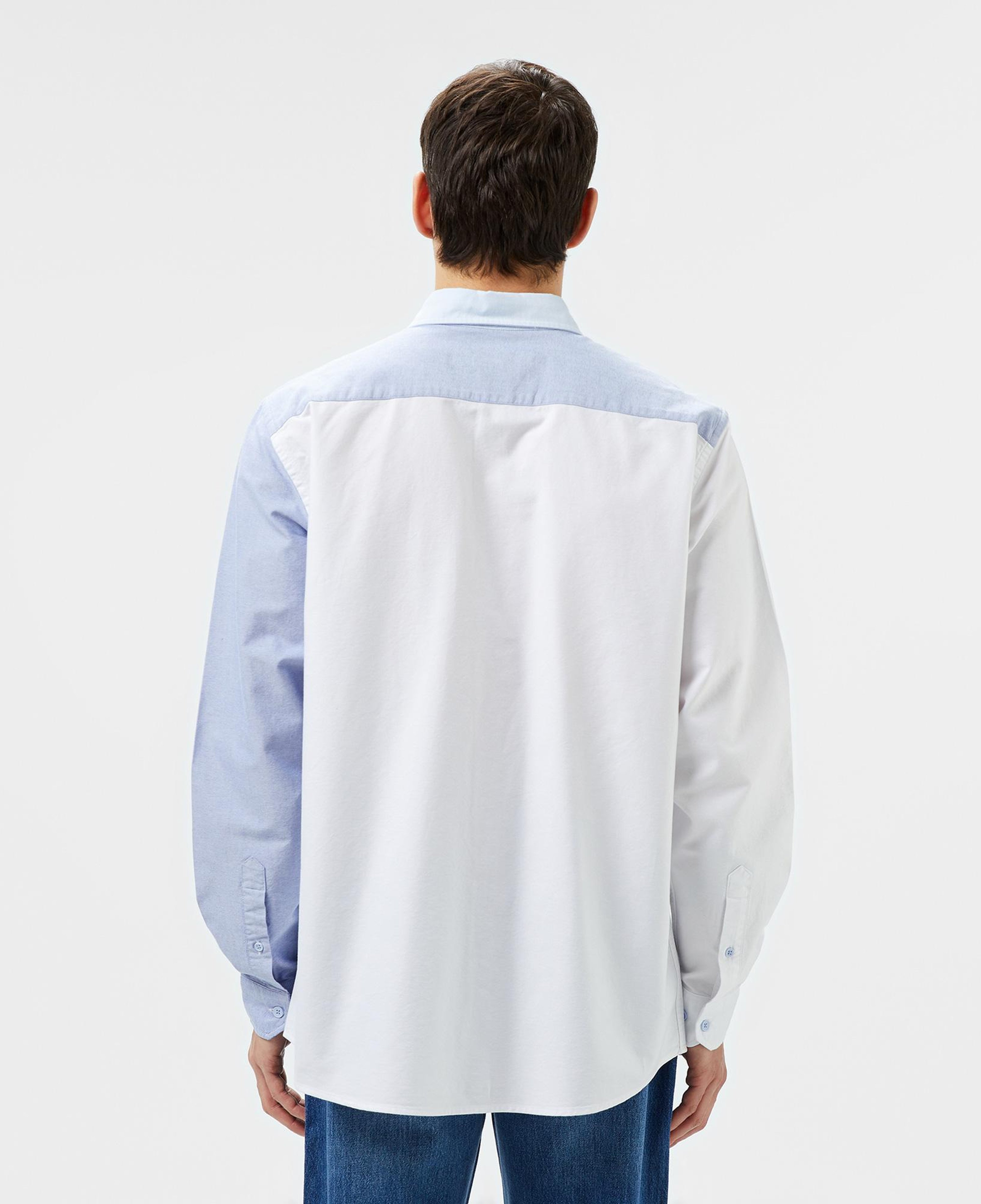 Erkek Slim Fit Renk Bloklu Açık Mavi Gömlek