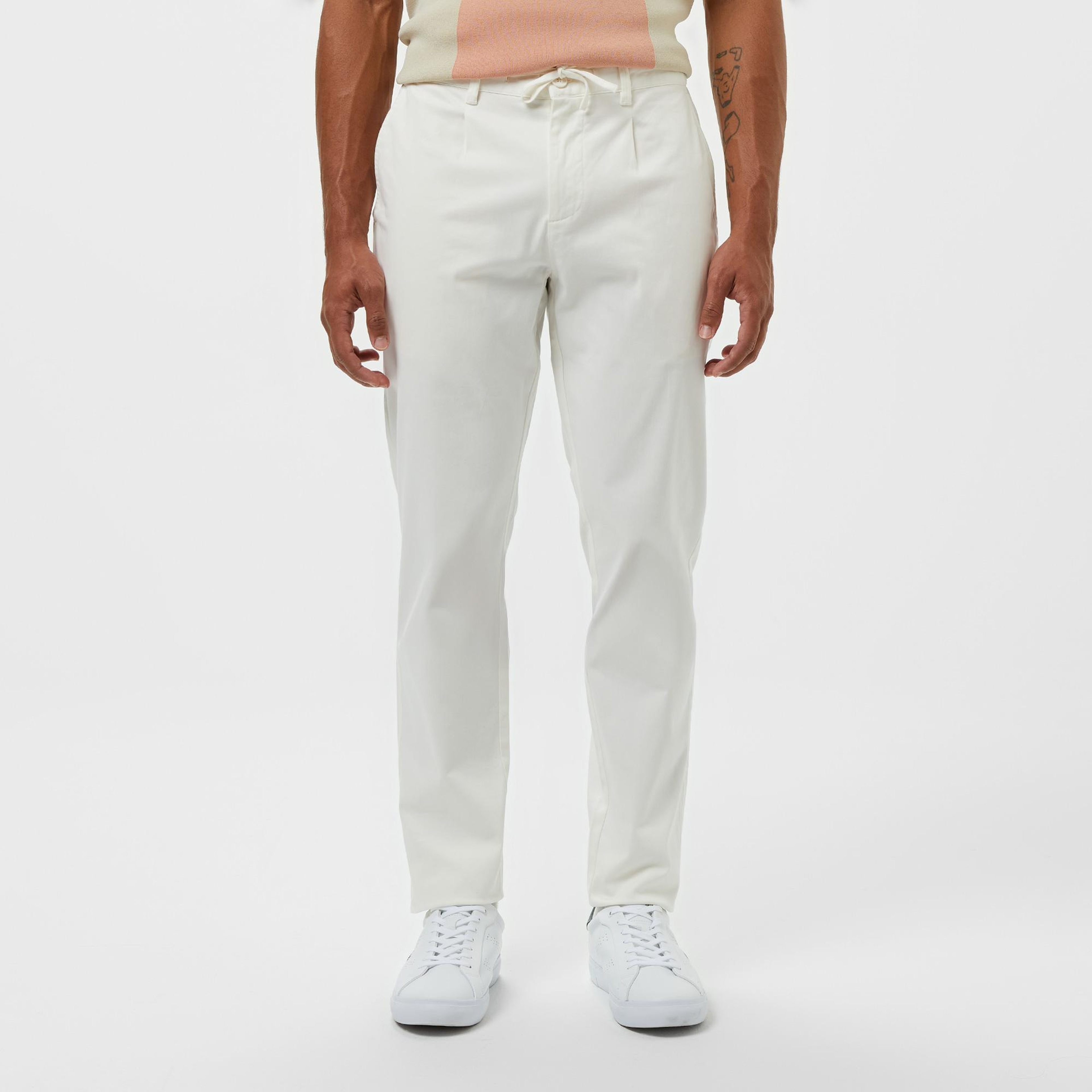 Erkek Tapered Fit Beyaz Pantolon