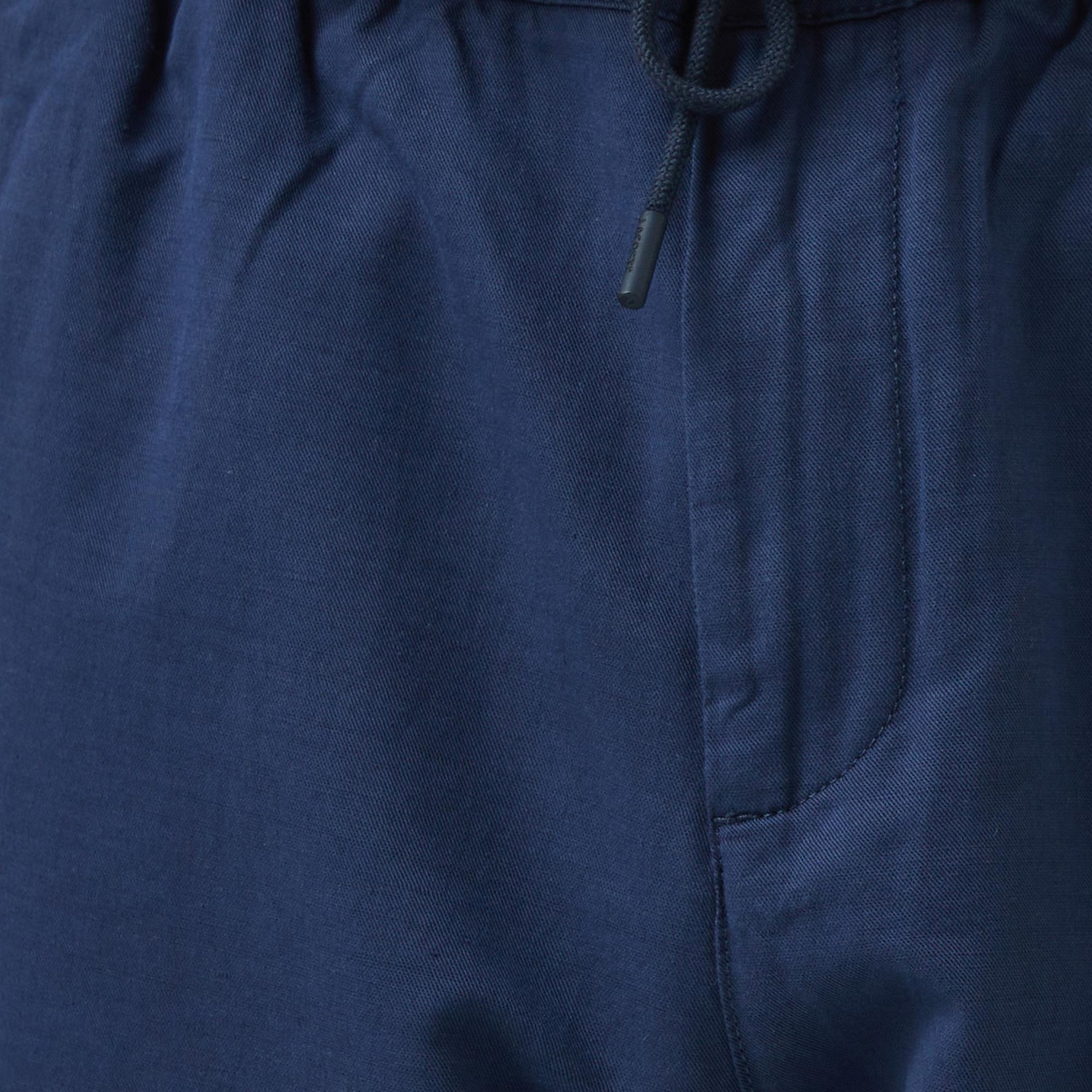 Erkek Relaxed Fit Lacivert Keten Karışımlı Pantolon
