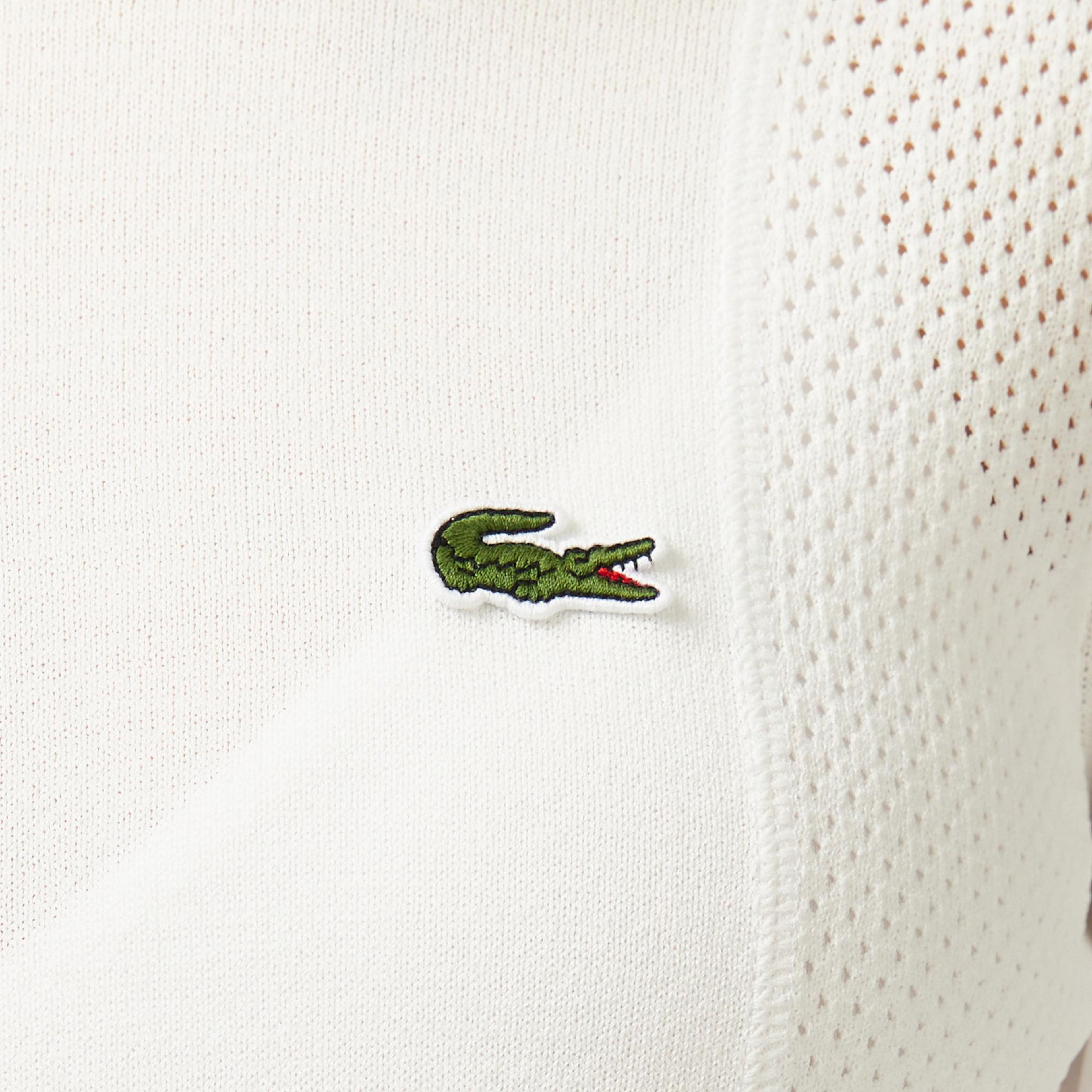 Lacoste Kadın Regular Fit Bisiklet Yaka Beyaz Triko