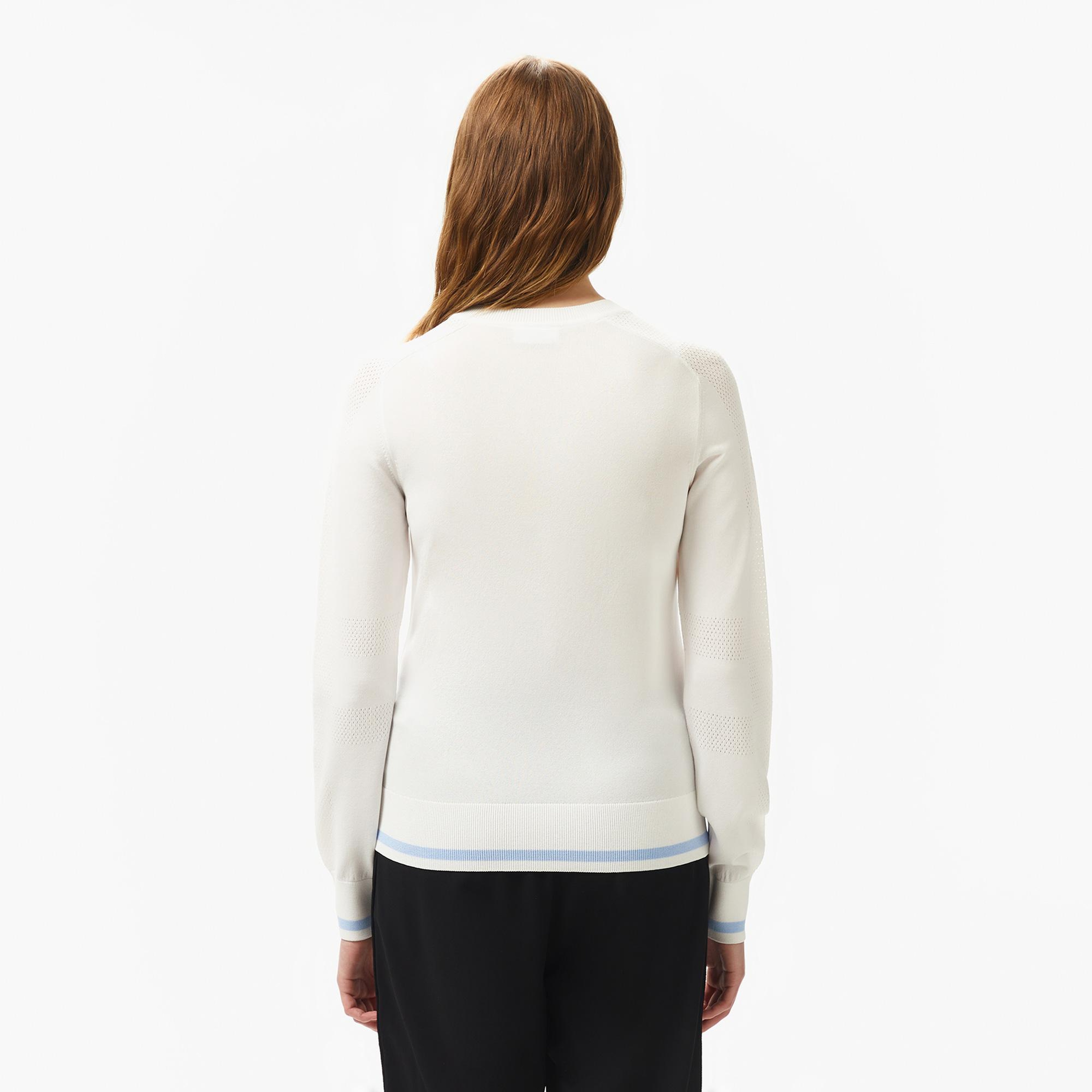 Lacoste Kadın Regular Fit Bisiklet Yaka Beyaz Triko