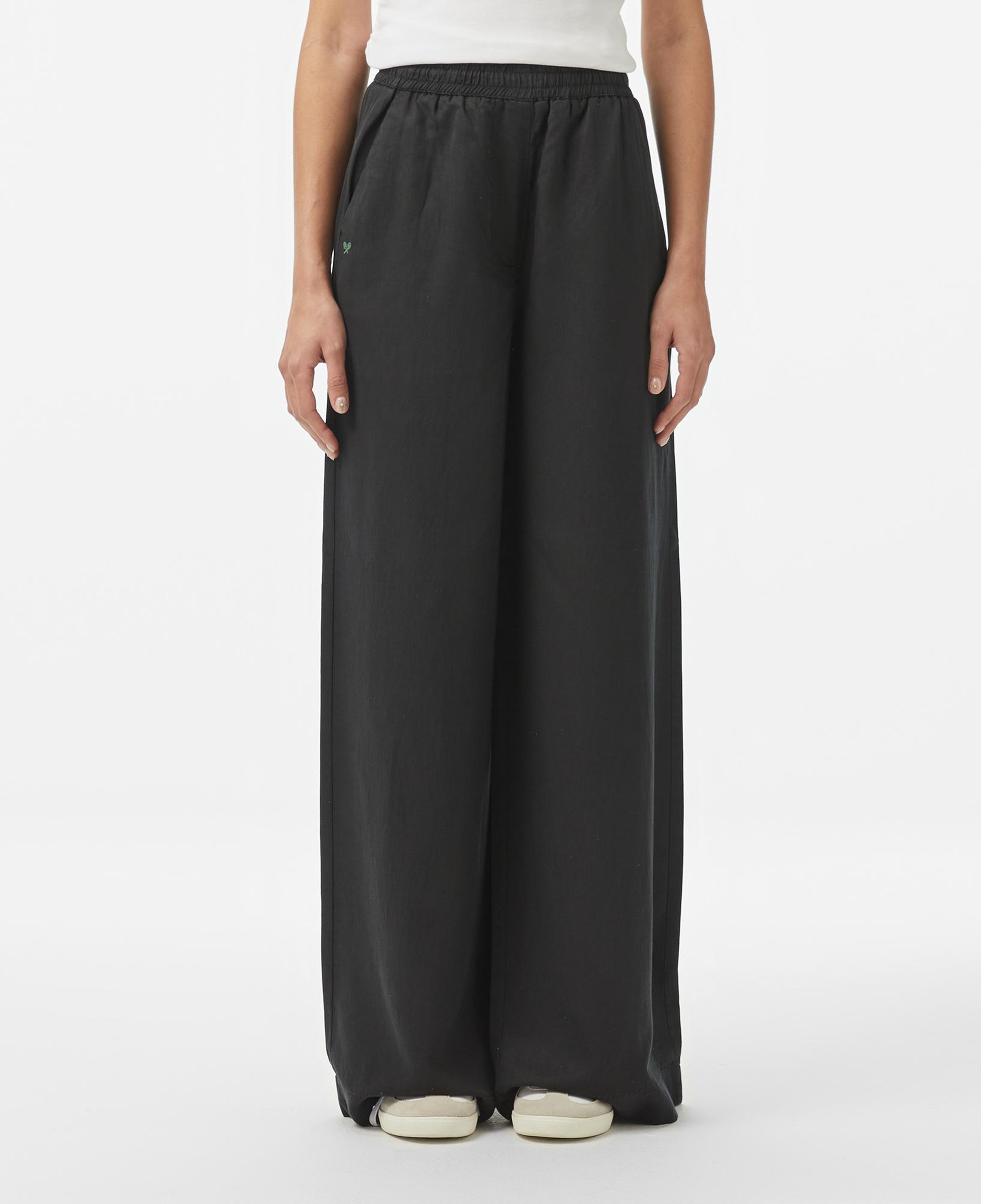 Kadın Relaxed Fit Siyah Keten Karışımlı Pantolon