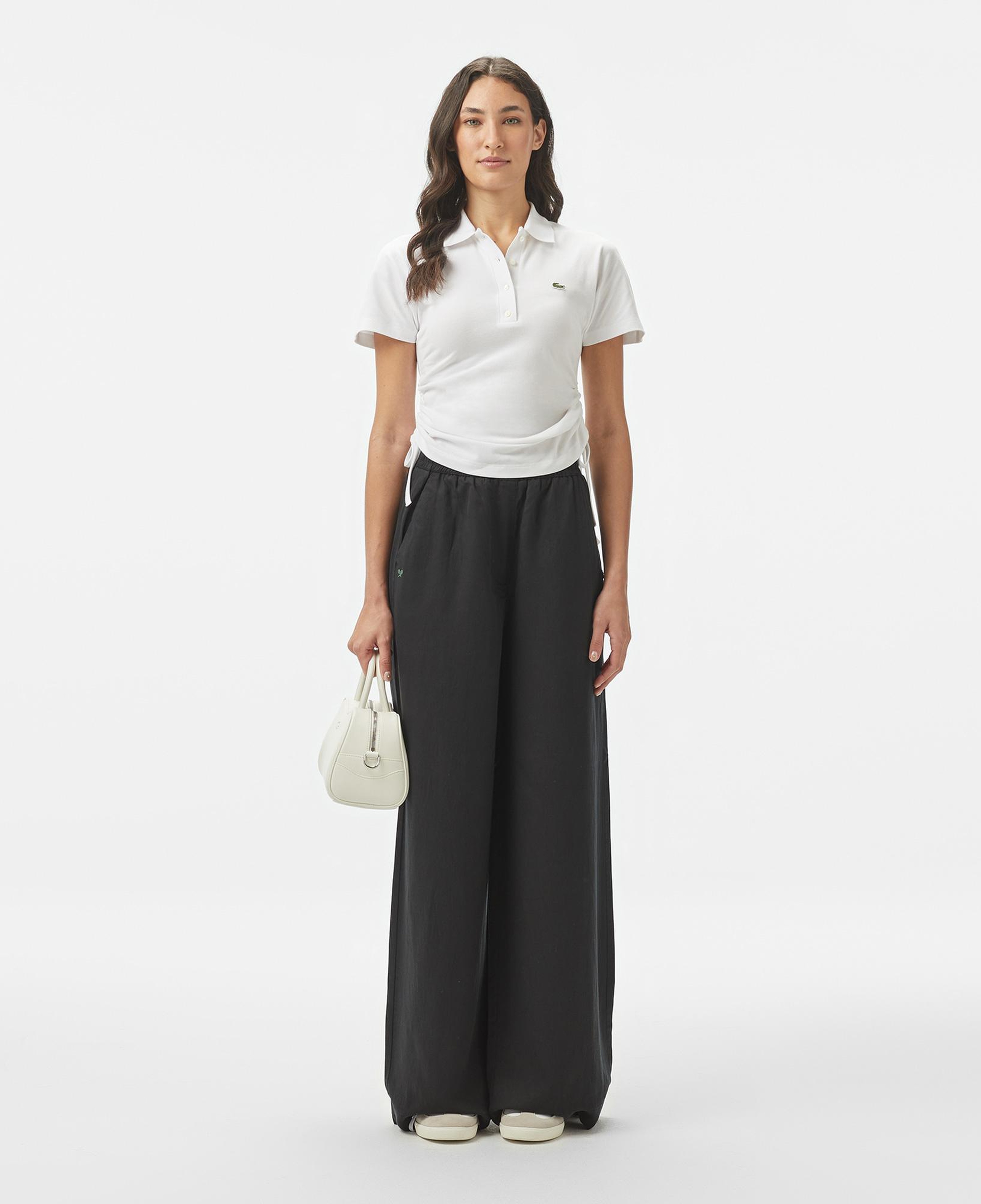 Kadın Relaxed Fit Siyah Keten Karışımlı Pantolon